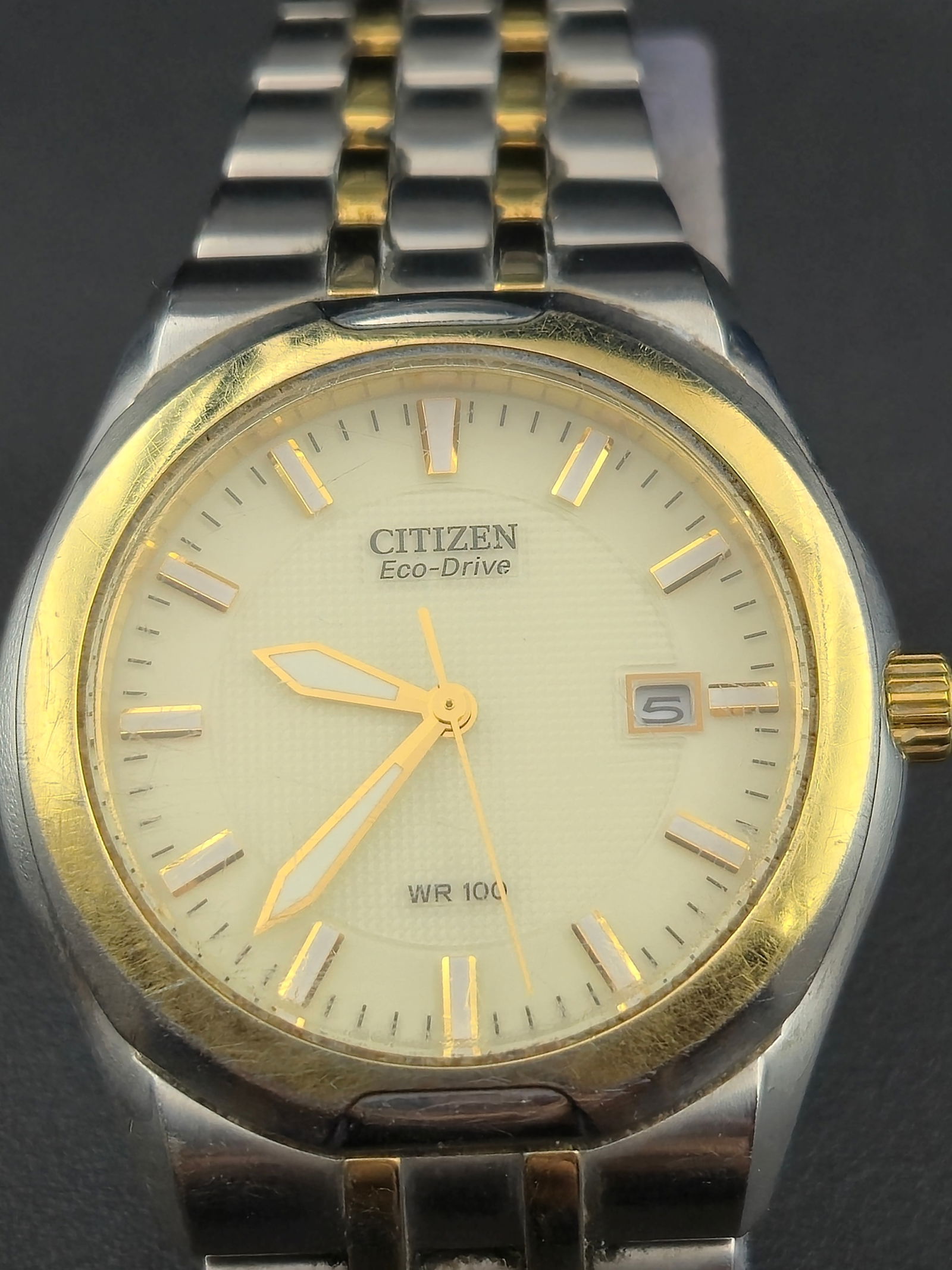 c.2011 Citizen Eco-Drive WR100 Two-Tone Date, 40mm, Running (1 of 9)