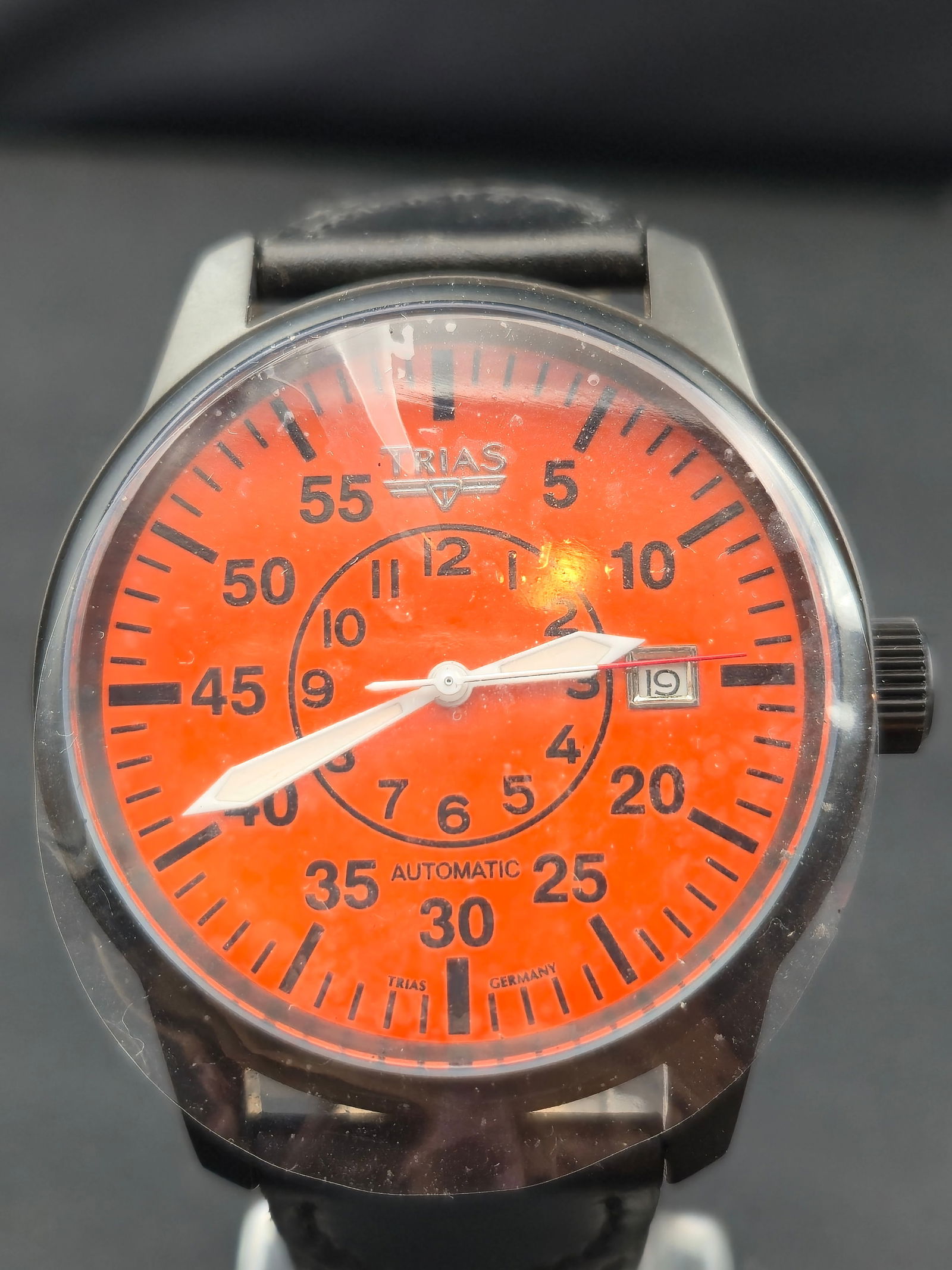 2005 Trias Germany Automatic Pilot Watch, 41mm Orange Dial – NOS Full Set, Runs (1 of 11)