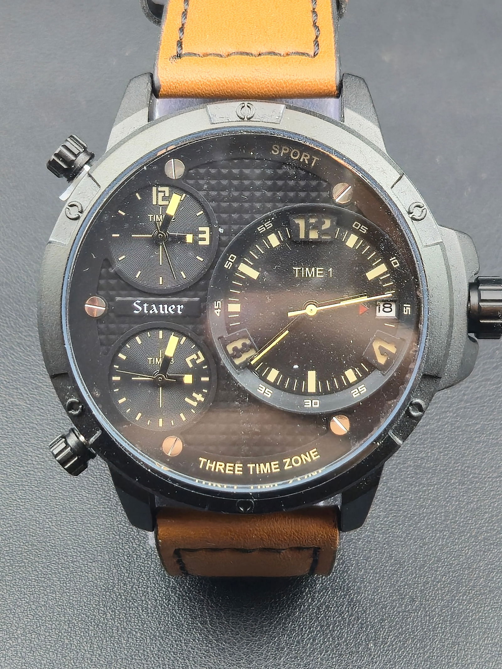 Stauer Time Traveler Triple Time Zone 52mm NOS Watch w/ Box & Papers (1 of 11)