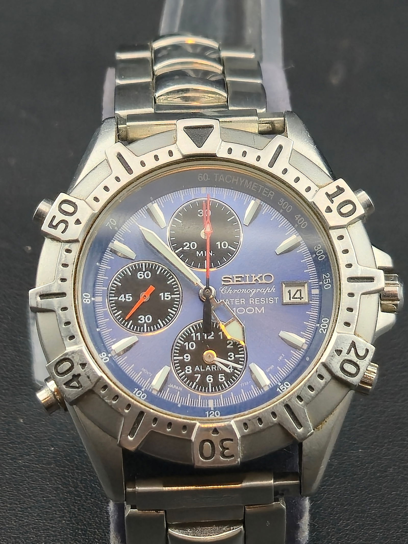 1990s Seiko 7T32-6M20 Chronograph Alarm 40mm Stainless Steel Quartz Watch Running (1 of 8)
