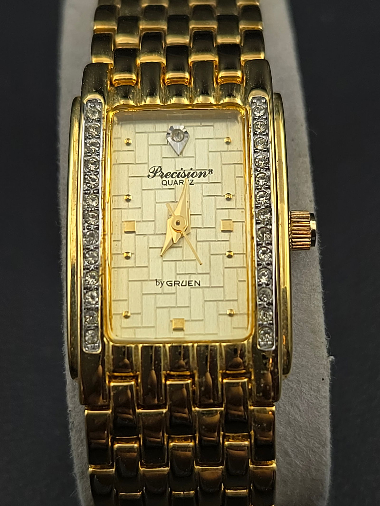 Gruen Precision Quartz GP3009 Ladies 10K Gold-Tone Diamond Accent Watch NOS Box & Papers (1 of 9)