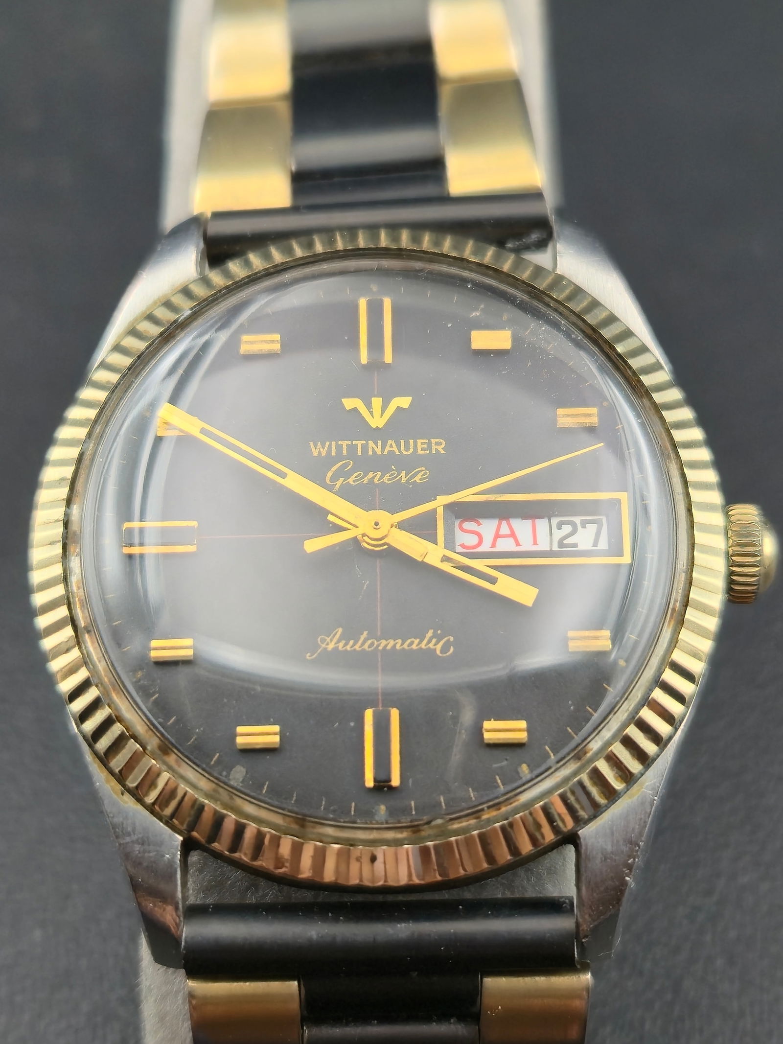 Wittnauer Genève Automatic 2873-DIIKAS 35mm 10K Gold Cap Day-Date Watch (1 of 10)