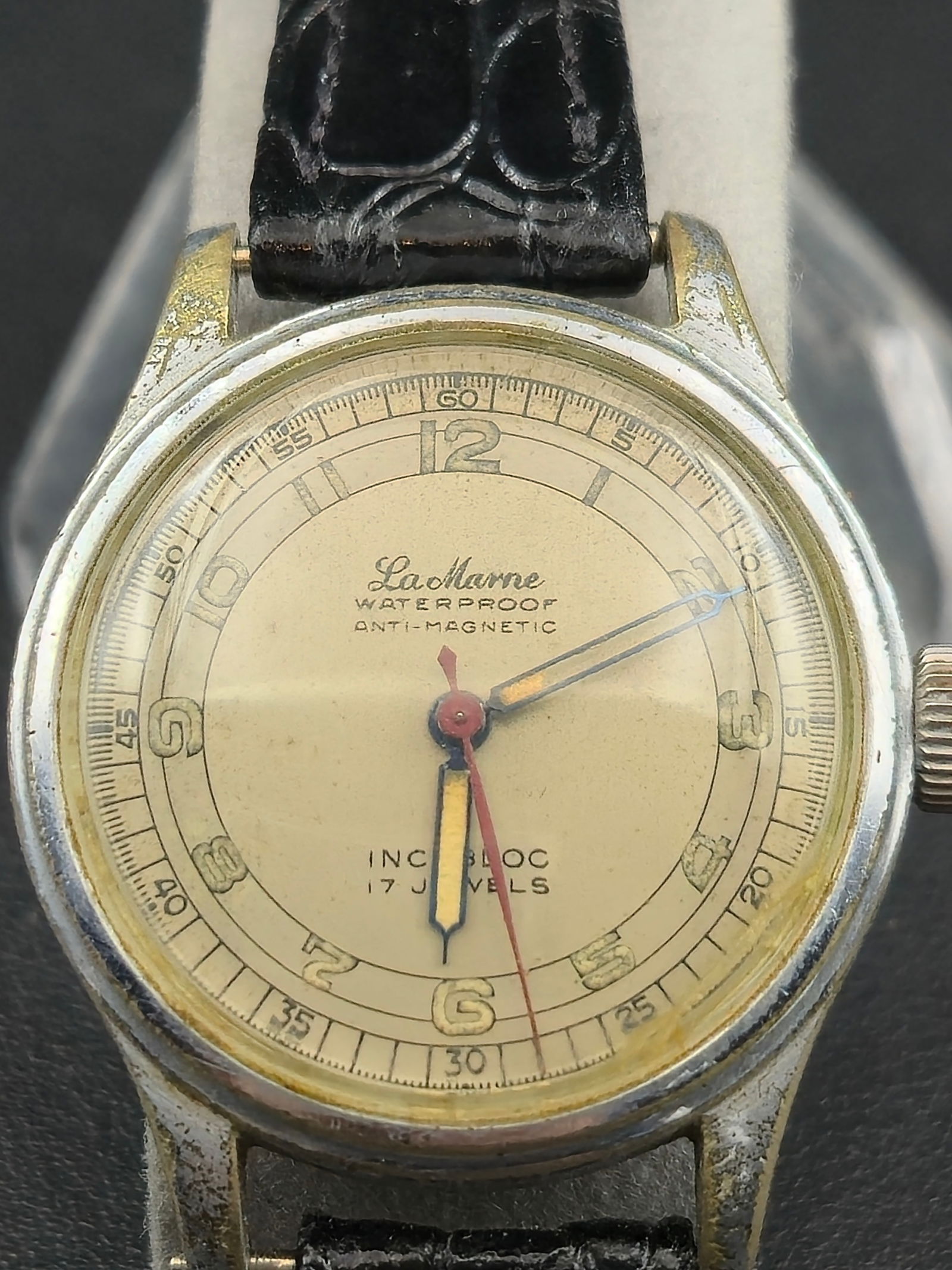 LaMarne 17J Waterproof 1940s 32mm Swiss Manual Wind Watch – Untested, Incabloc Antimagnetic (1 of 9)