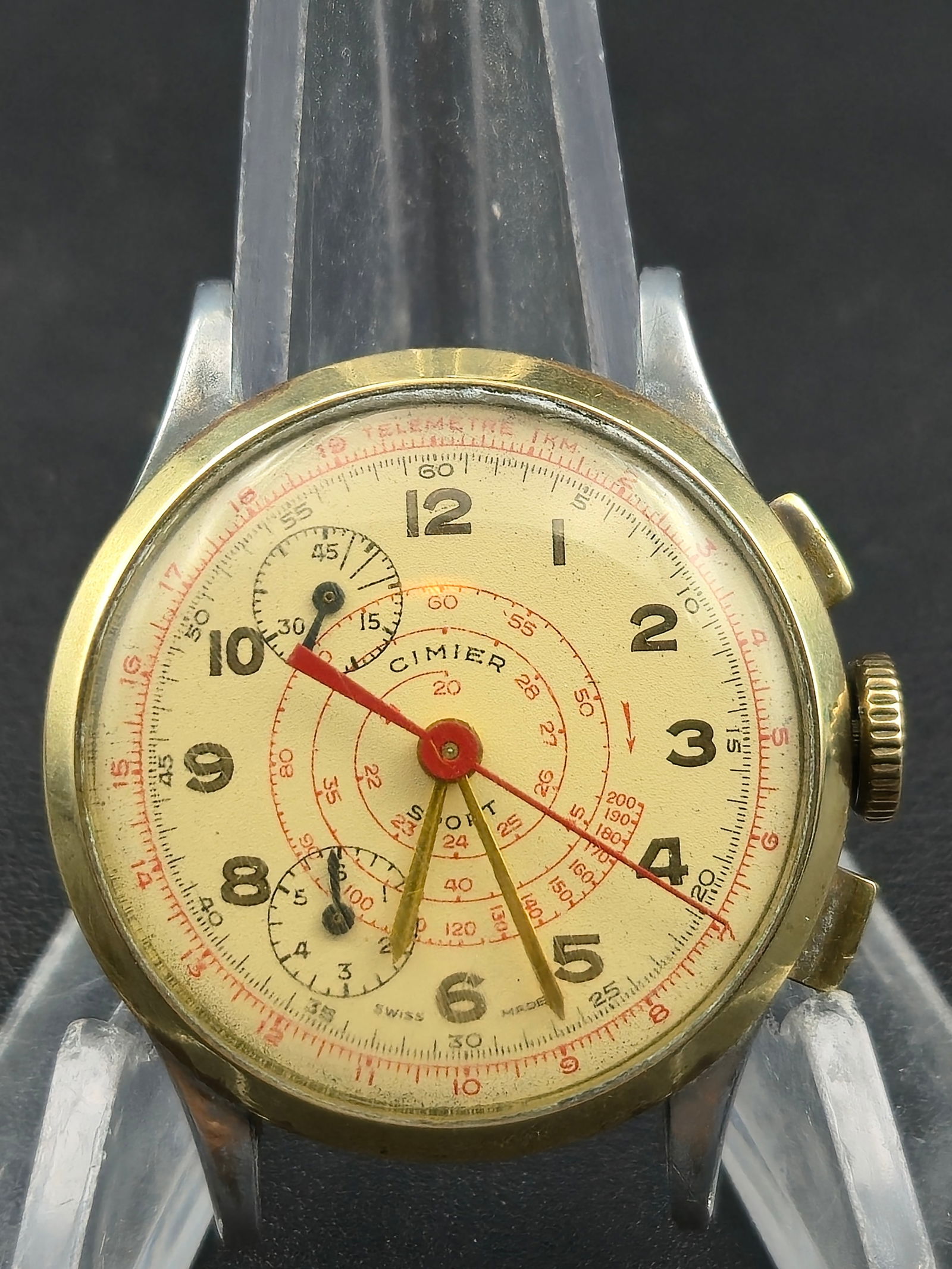 1950s Cimier “Telemeter Chronograph Style” Swiss Manual Wind 35.6mm Wristwatch (1 of 8)