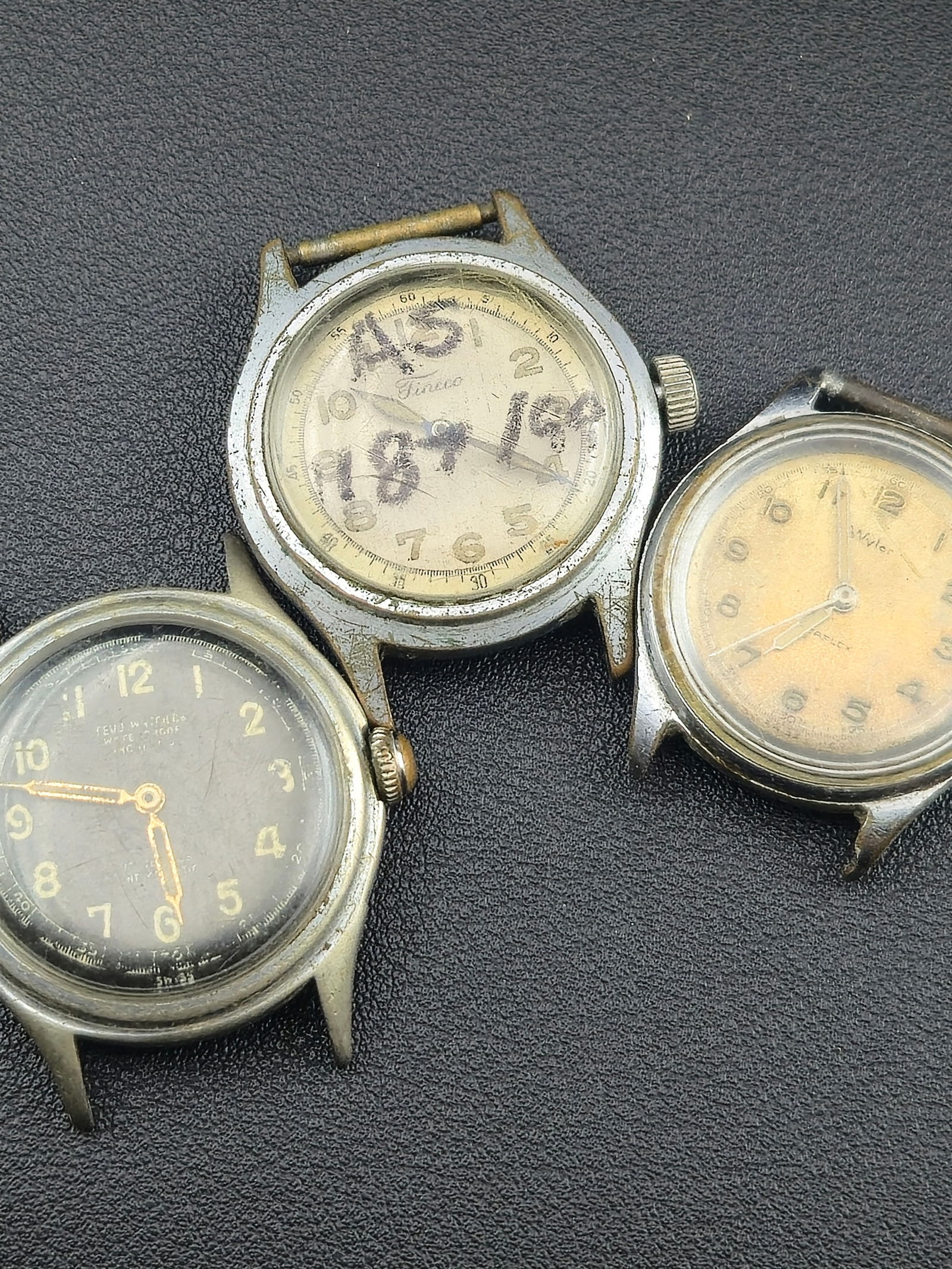 Lot of 3 Vintage Swiss Wristwatches – Wyler, Tevo 17J & Fineco – Untested (1 of 9)