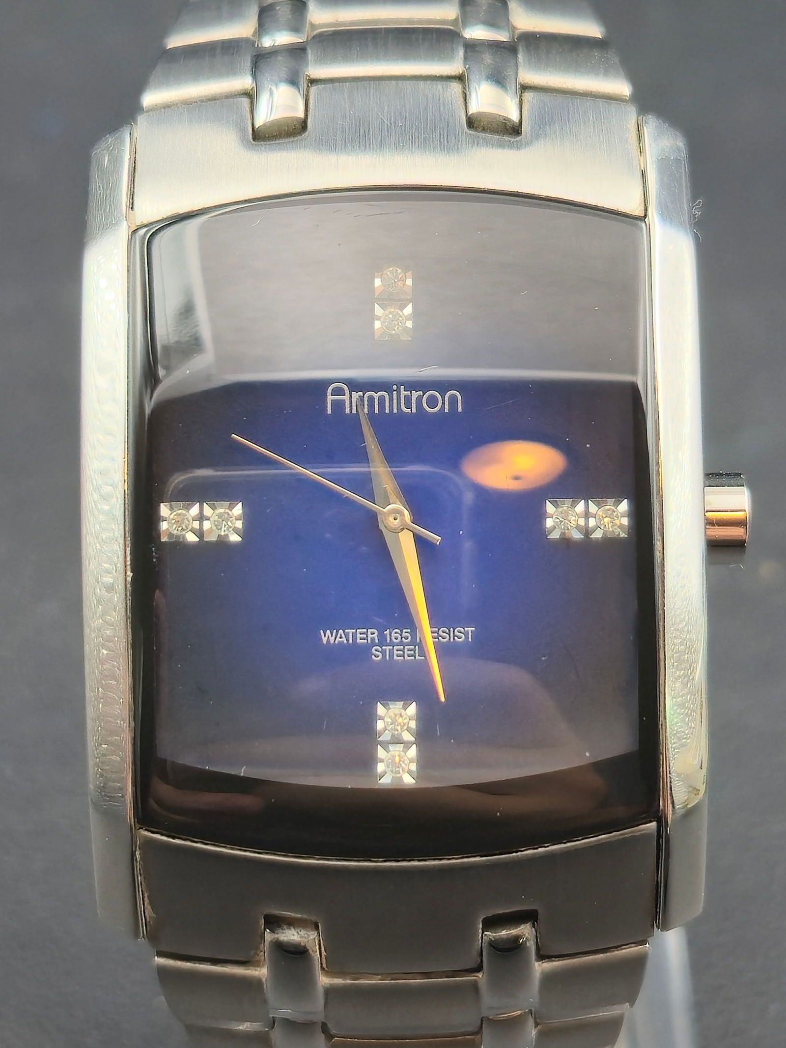Armitron Stainless Steel Rectangular Blue Dial Men’s Watch – Runs (33mm) (1 of 8)