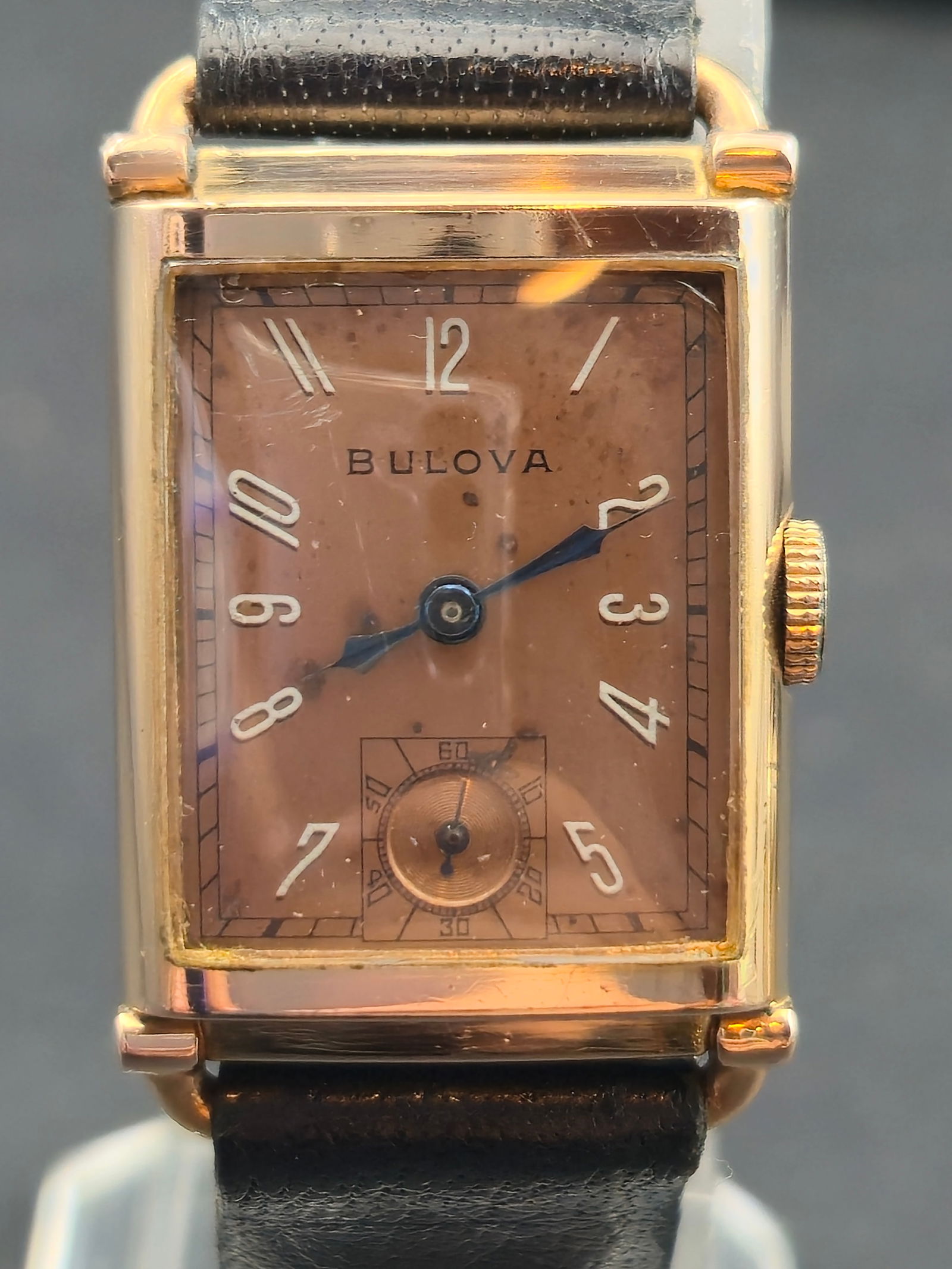 1947 Bulova 14K Rose Gold-Filled Rectangular Tank Watch – 21J Manual Wind (21mm) (1 of 10)