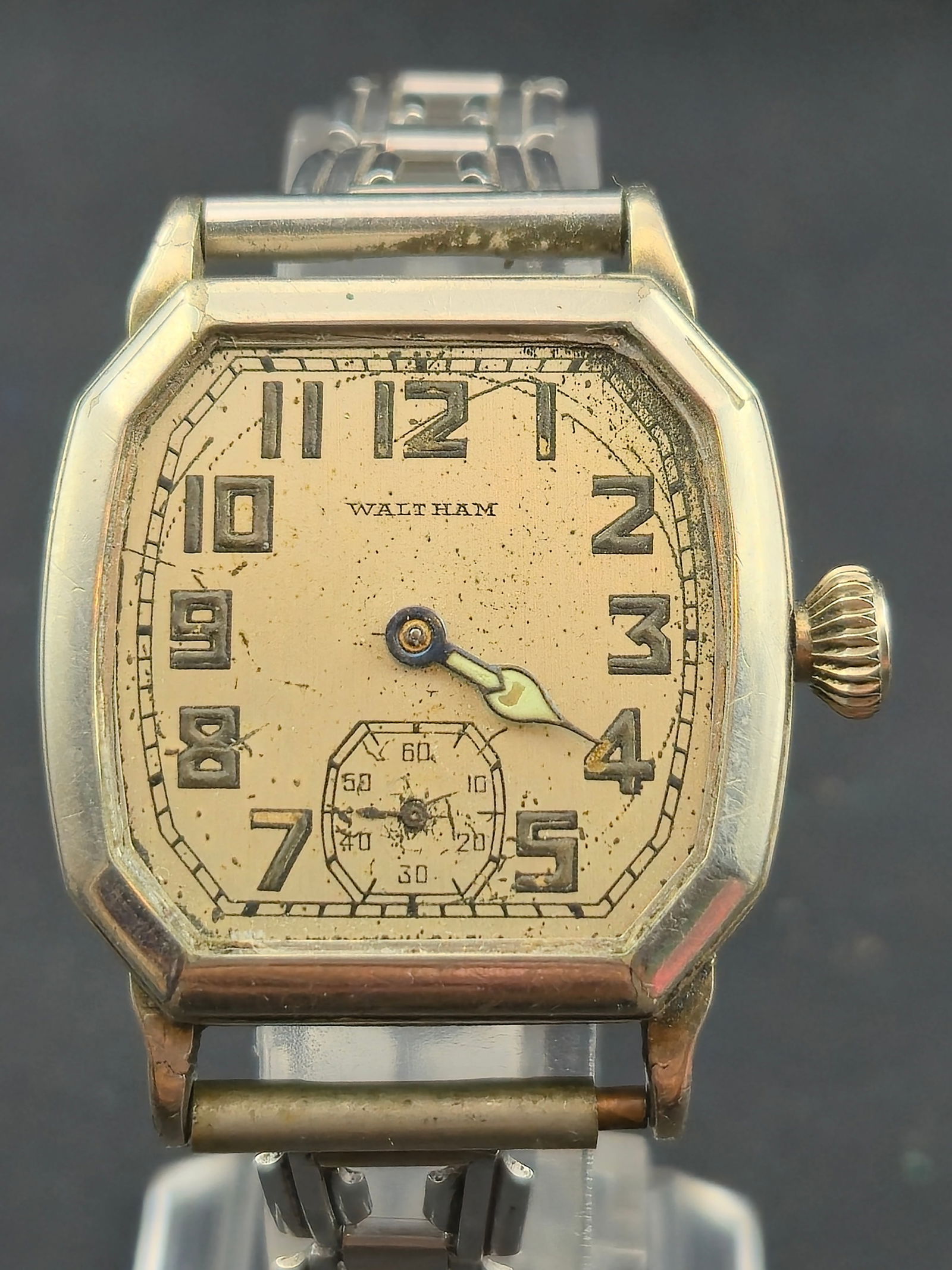 1920s Waltham 14K White Gold-Filled Art Deco Tank Watch 7J Runs Needs Hands (1 of 10)