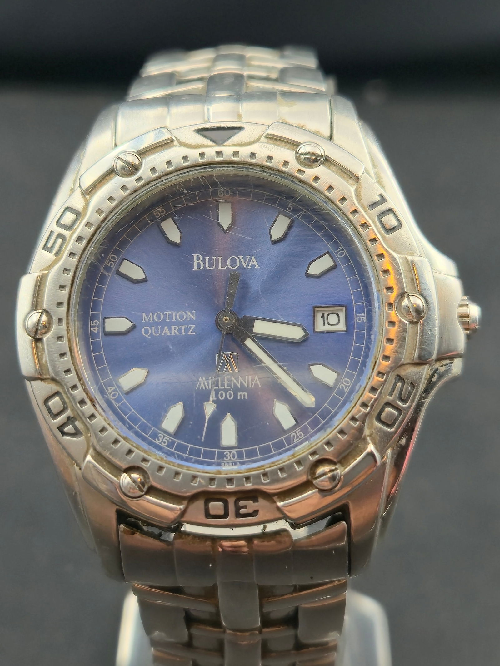 Bulova Millennia Motion Quartz Blue Dial Diver Watch – 100M (1 of 8)