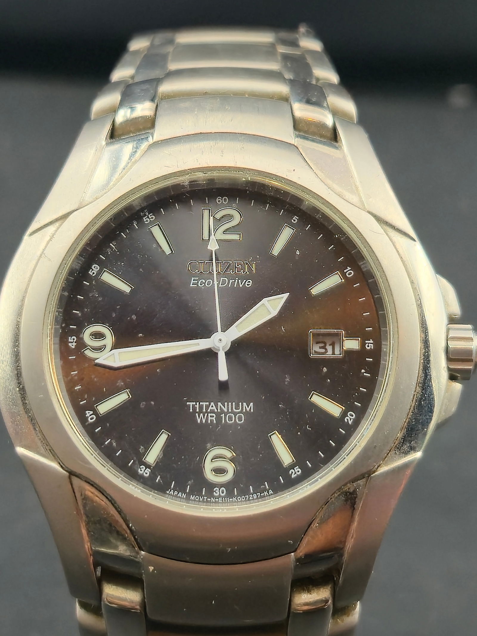 Citizen Eco-Drive Titanium WR100 Men’s Watch – Black Dial, Runs (41mm) (1 of 9)