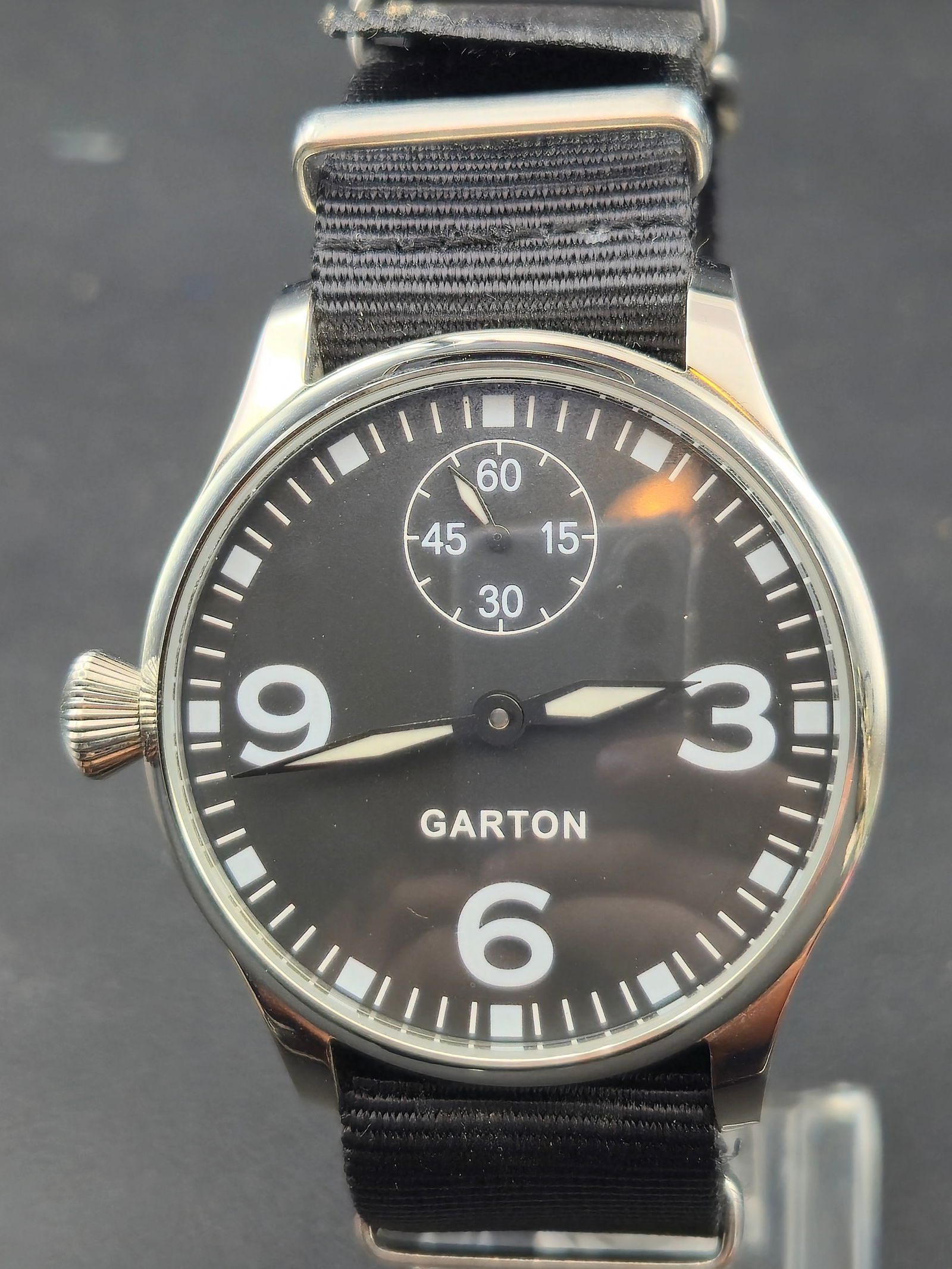 Garton Mechanical Pilot Watch, 47mm Limited Edition (117/1000) – NOS Exhibition Back (1 of 8)