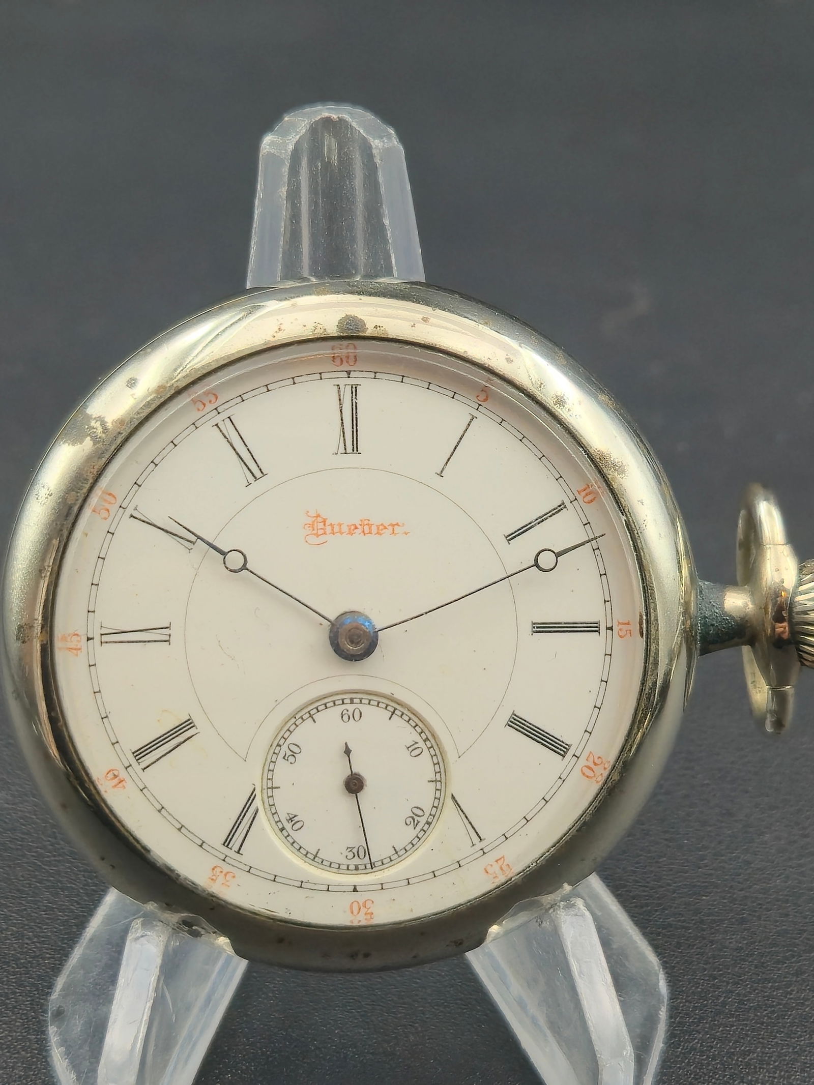 1892 Hampden No. 44 18s 16J Pocket Watch – Model 2, Silverode Case – Running (1 of 7)