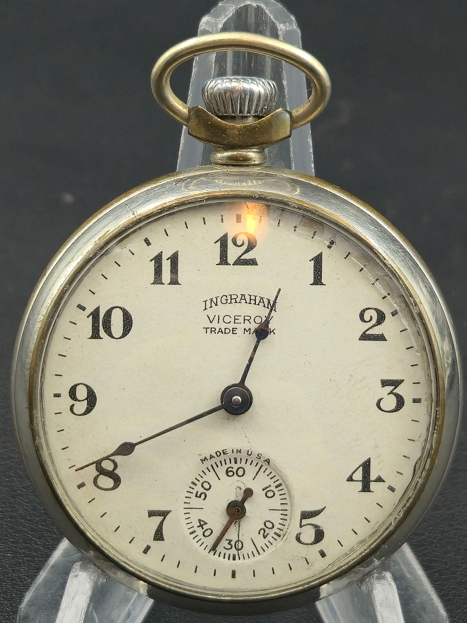 Ingraham “Viceroy” Pocket Watch – Original Box & Instructions, Bristol Conn. USA – (1 of 6)