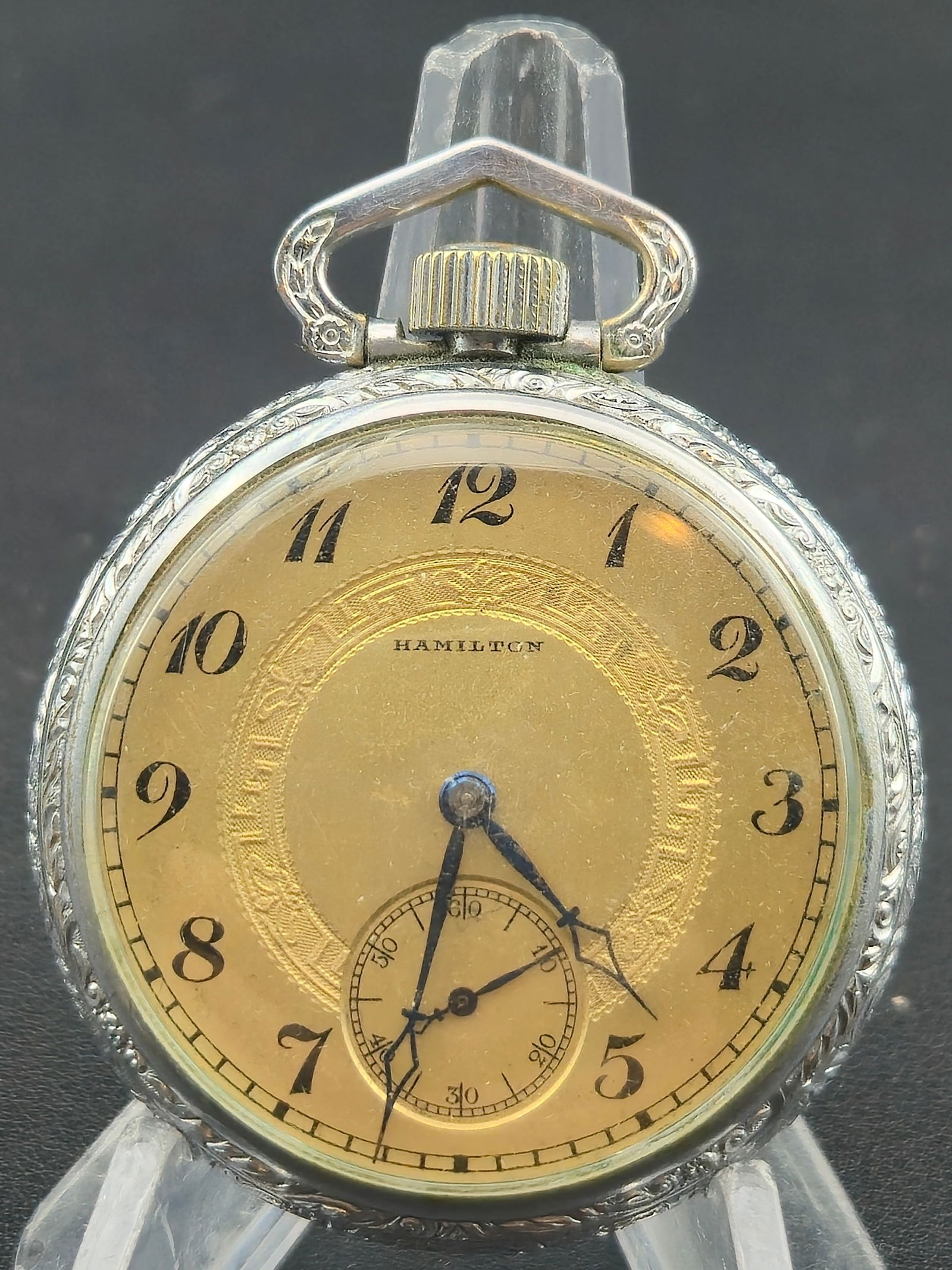 1926 Hamilton Grade 974 Model 2 16s 17J Pocket Watch – Nickel Finish – Running (1 of 9)
