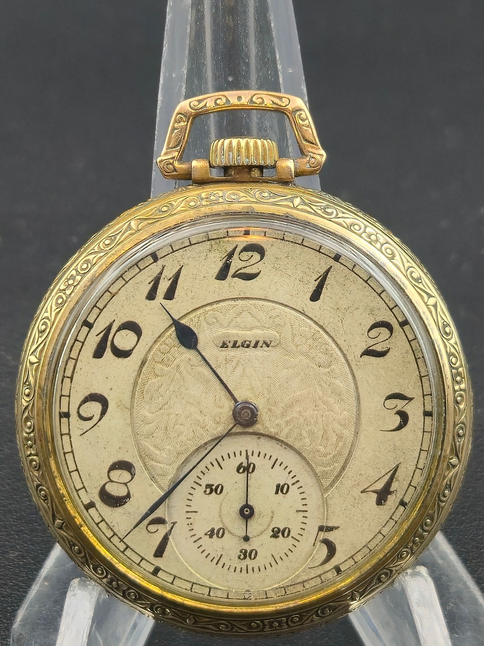 1925 Elgin Grade 303 12s 7J Pocket Watch – 10K Gold-Filled Defiance Case (1 of 8)