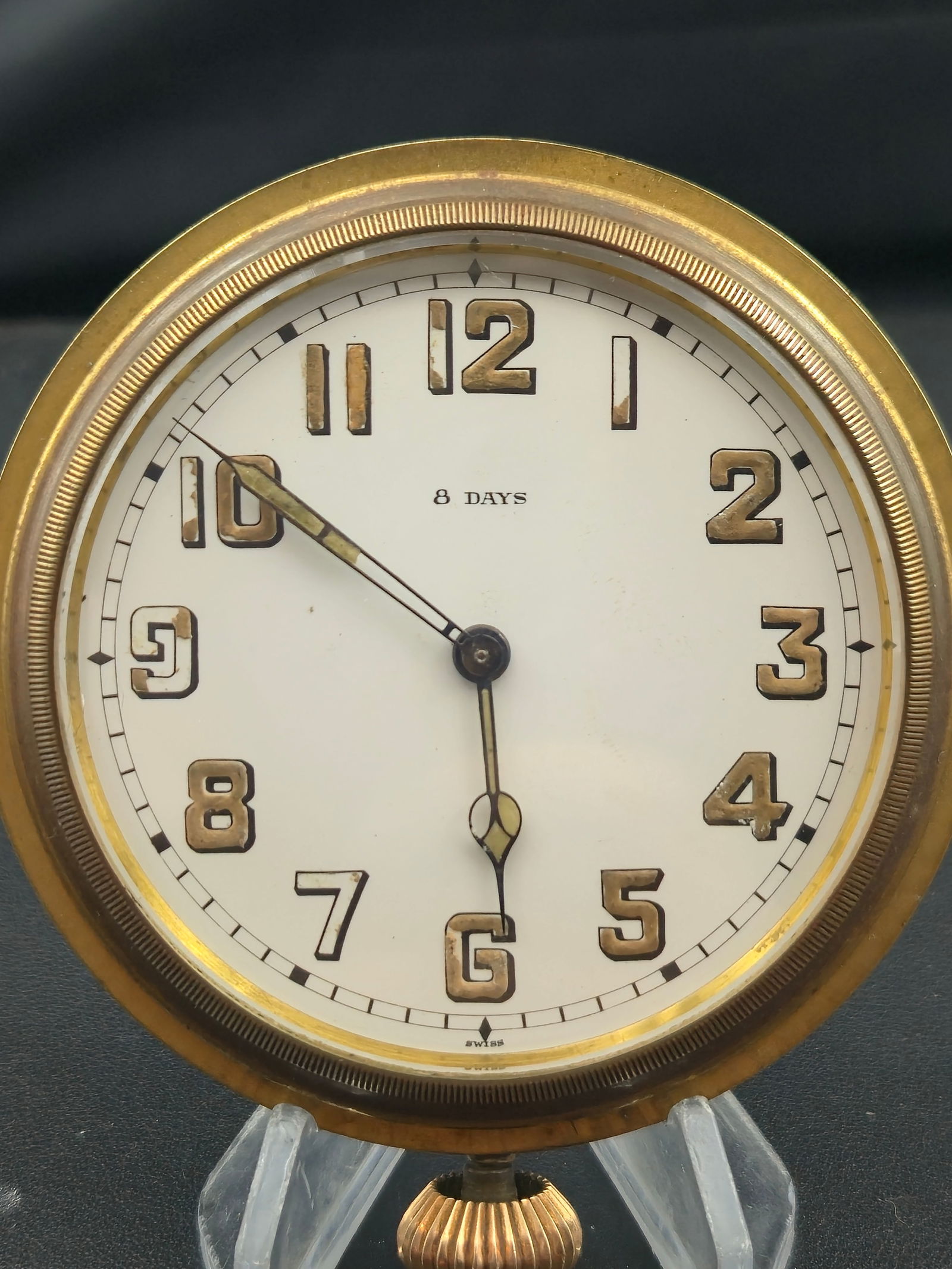 Majestic Swiss 8-Day Aircraft Clock 81mm Brass Case Travel Display Running (1 of 9)