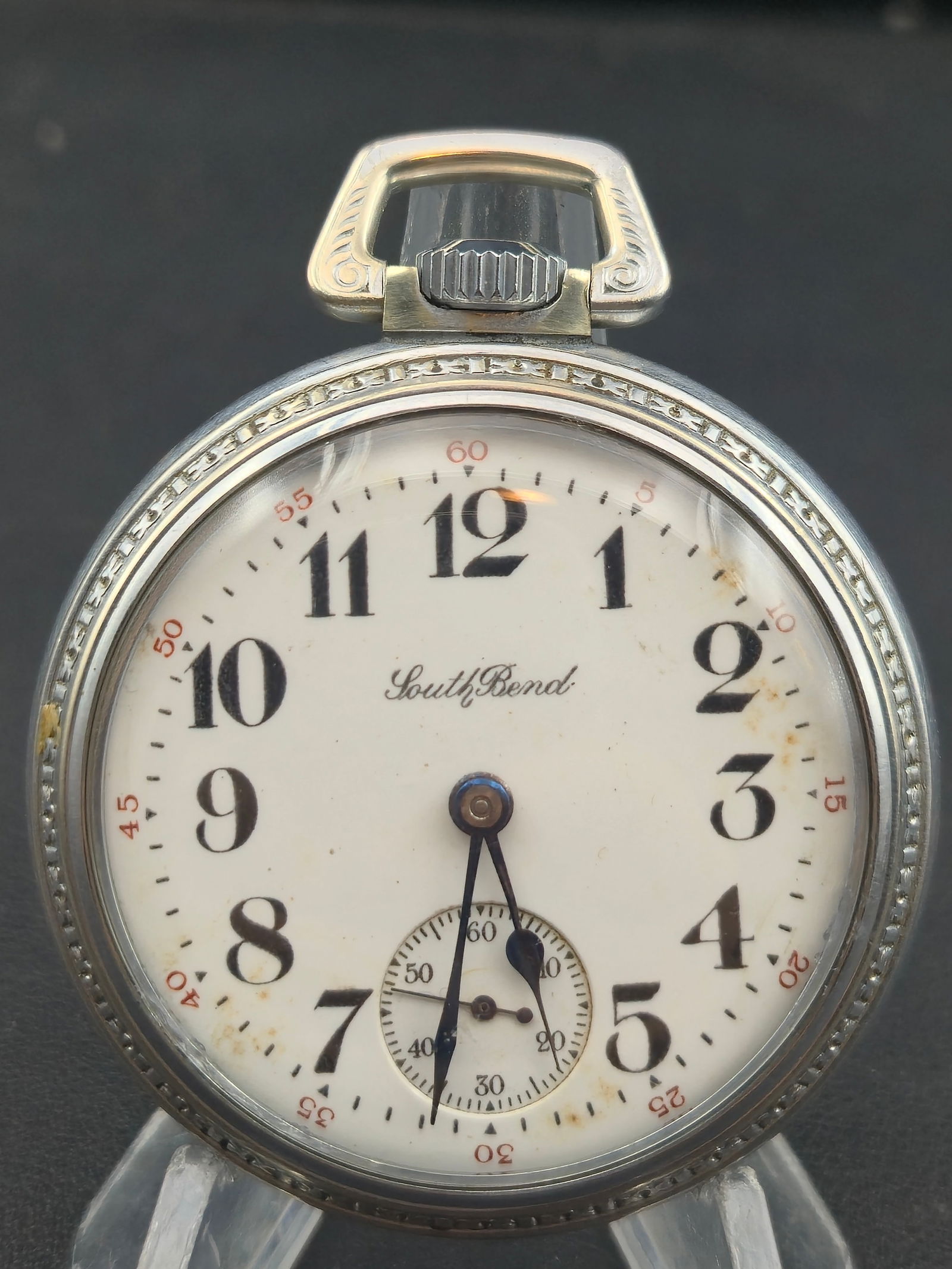 South Bend Grade 309 17J 18s Open-Face Pocket Watch c.1912 (Runs, (1 of 8)