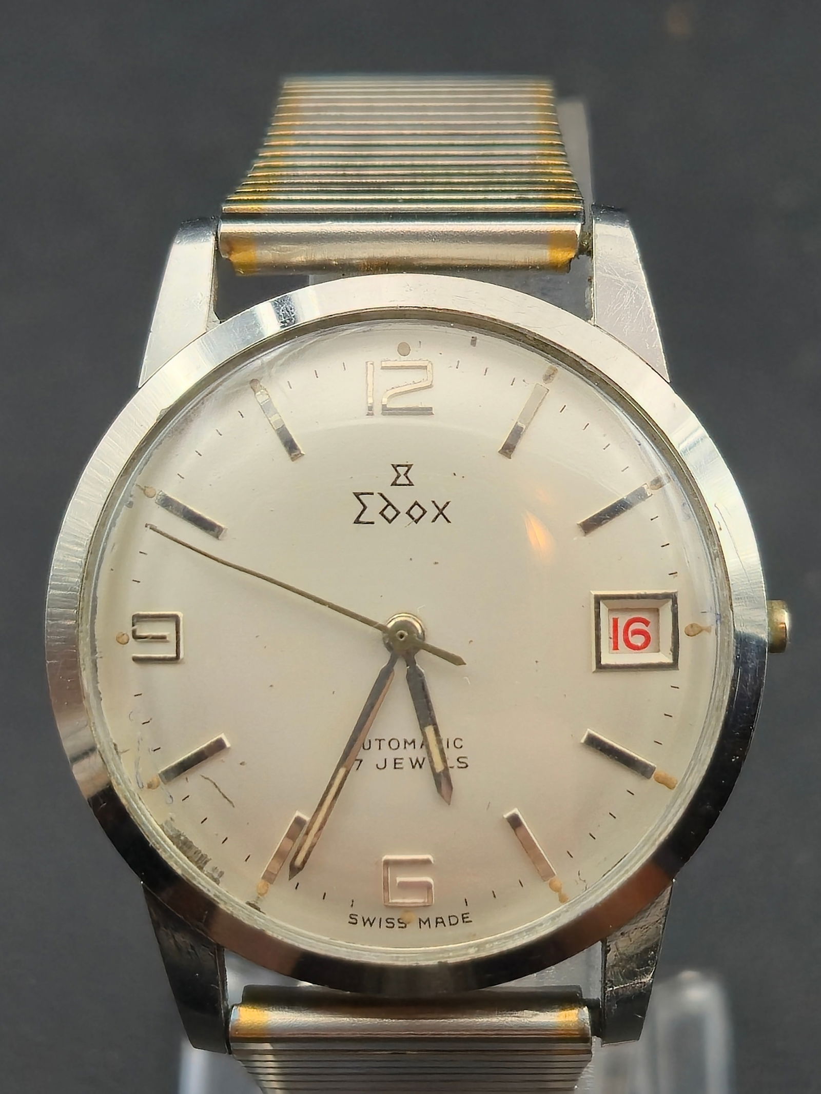 Edox Automatic Incabloc 17J Swiss Made Stainless Steel 33.8mm Dress Watch c.1960 – (1 of 9)