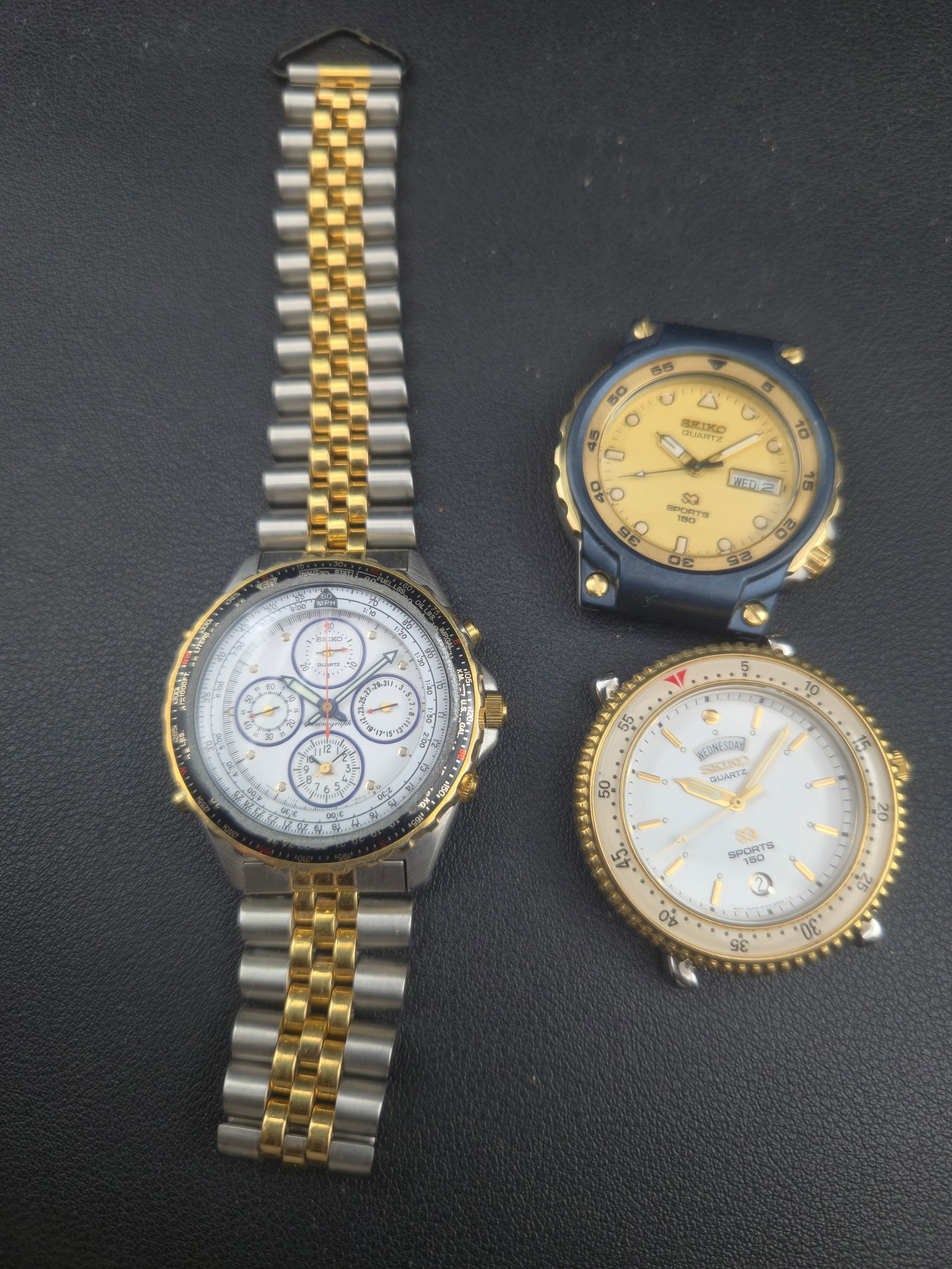 Lot of 3 Seiko Quartz Factory Display Samples – No Movements – Chronograph & Sports 150 (1 of 9)