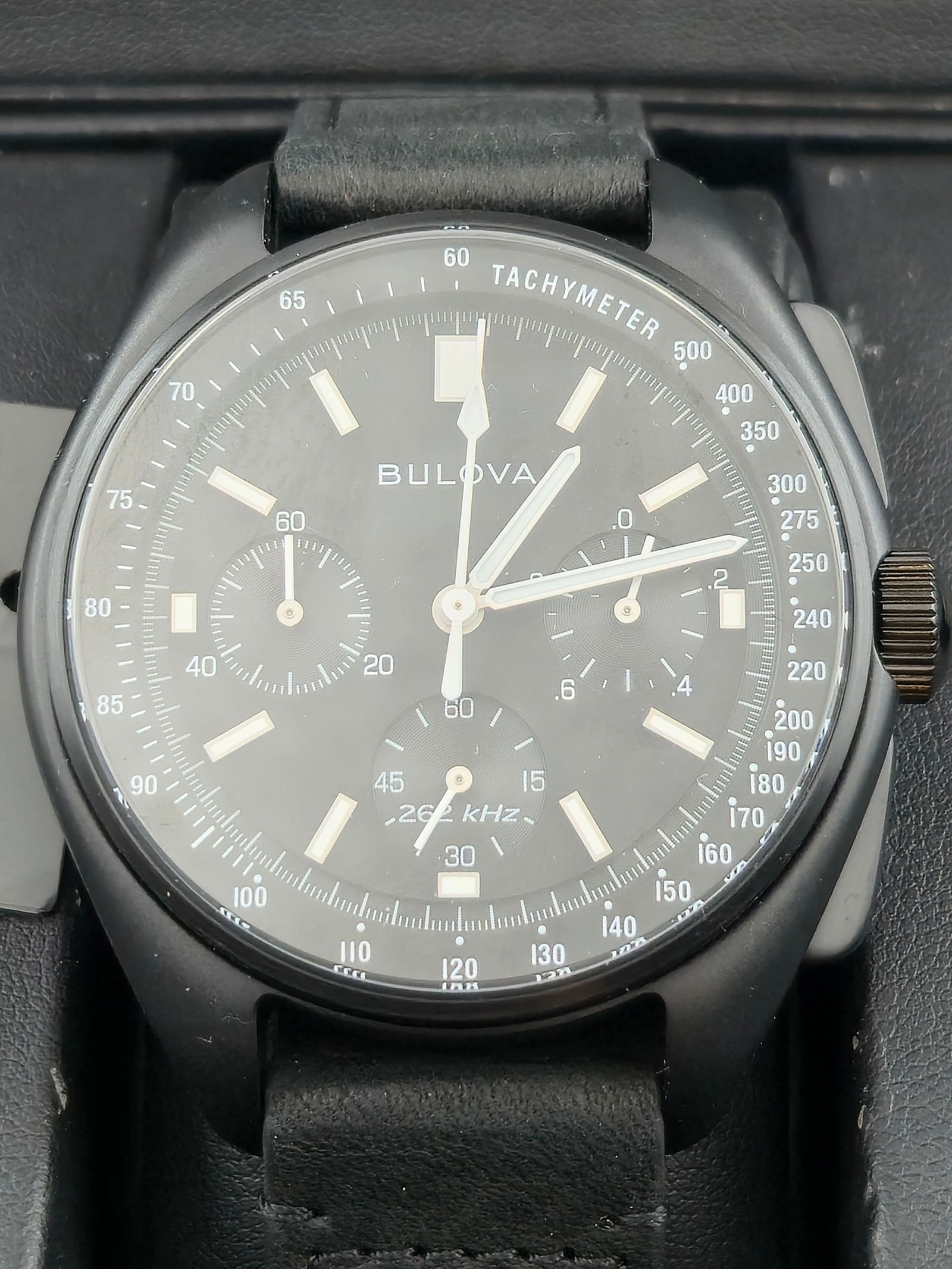 Bulova Lunar Pilot Apollo 15 Chronograph 98A186 Black Ion 262 kHz Quartz 45 mm NOS Full Set (1 of 12)