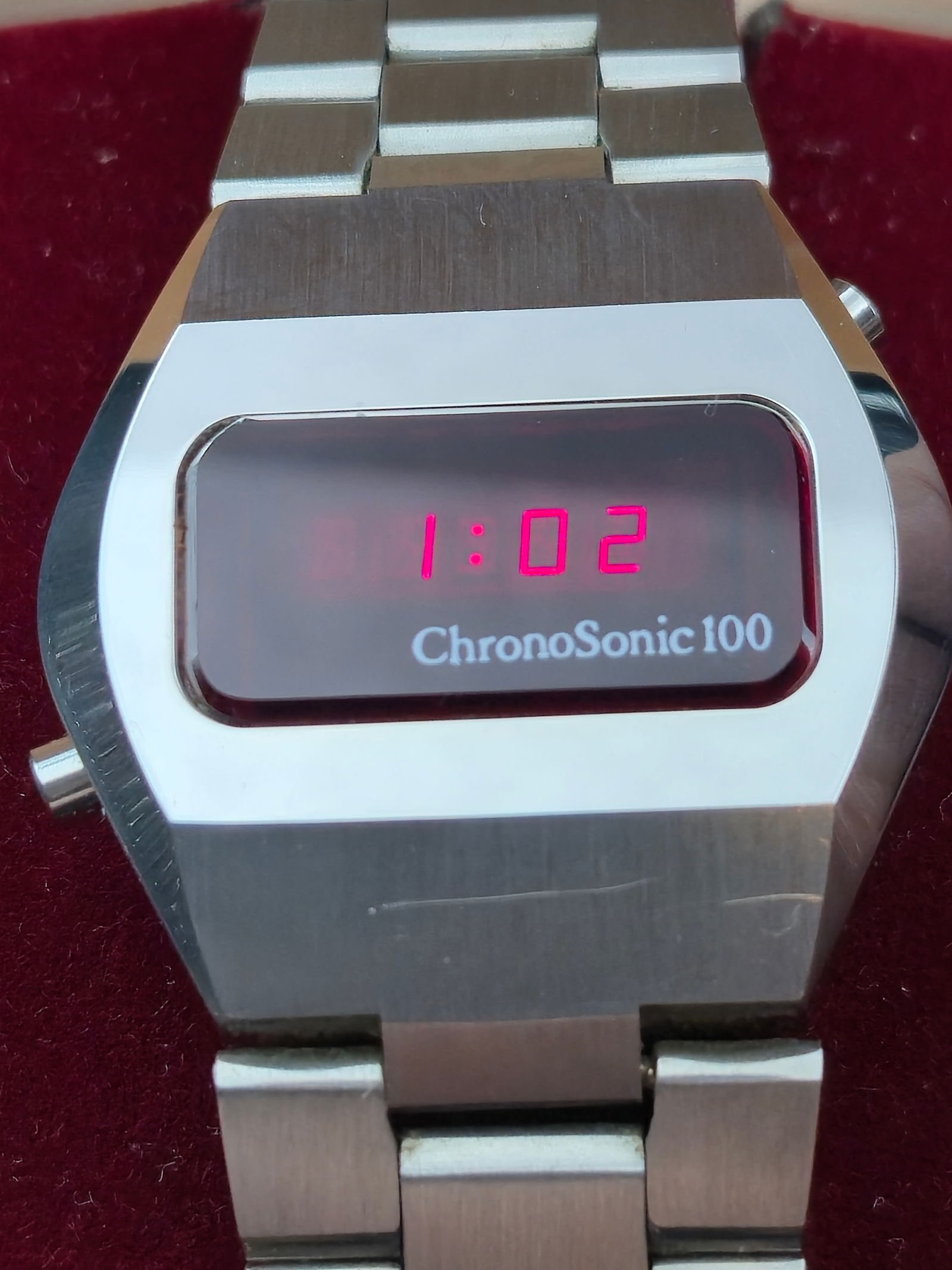 ChronoSonic 100 “Computer Watch” LED Digital Stainless 38 mm (1970s, Japan, NOS Boxed) (1 of 10)
