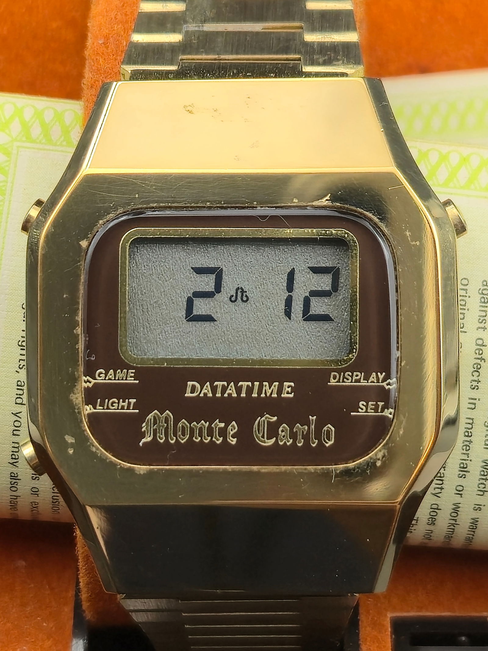 Unitrex Datatime “Monte Carlo” Gold Digital Quartz Watch 34 mm (1980s, NOS Boxed (1 of 12)