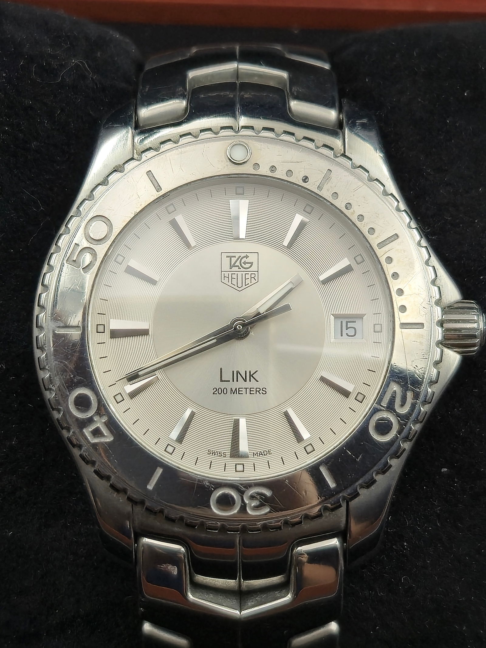 Tag Heuer Link WJ1111 39mm Stainless Steel Silver Dial Swiss Quartz Mens Watch with Box (1 of 13)