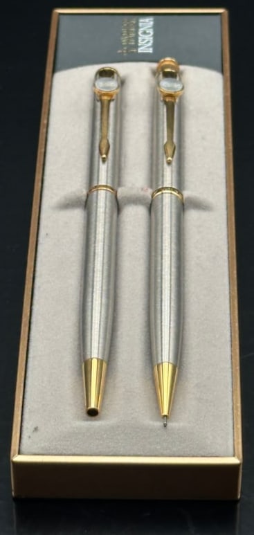 Parker Insignia World Memorial Pen & Pencil Set – Stainless Steel & Gold Trim with Case (1 of 9)