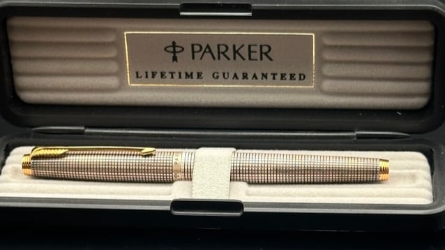 Parker 75 Sterling Silver Ciselé Fountain Pen with 14k Nib & Original Box (1 of 10)