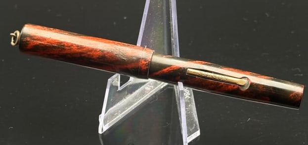 Antique Edison Fountain Pen Co. No. 3 – Red & Black Ripple Hard Rubber, Early 1900s (1 of 6)