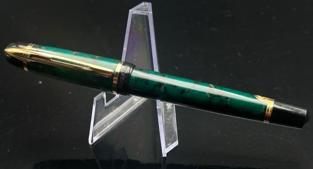 Luxury Green Marble Rollerball Pen – Gold Trim, Montblanc Meisterstück Style (1 of 8)