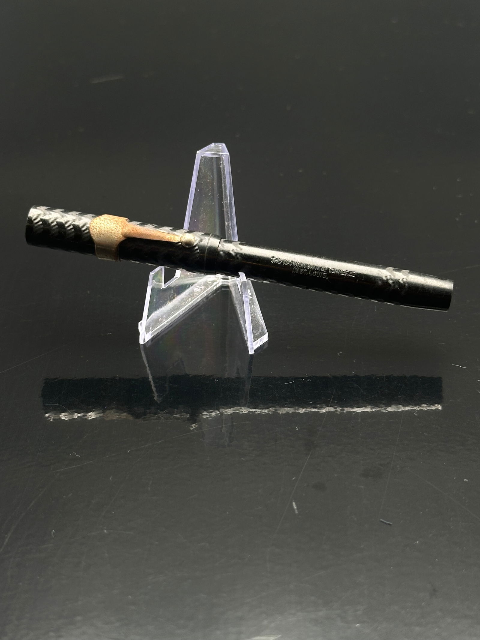 Early 1900s Hard Rubber Fountain Pen – 14K Gold Nib, “The National Bank of Commerce in St. (1 of 5)