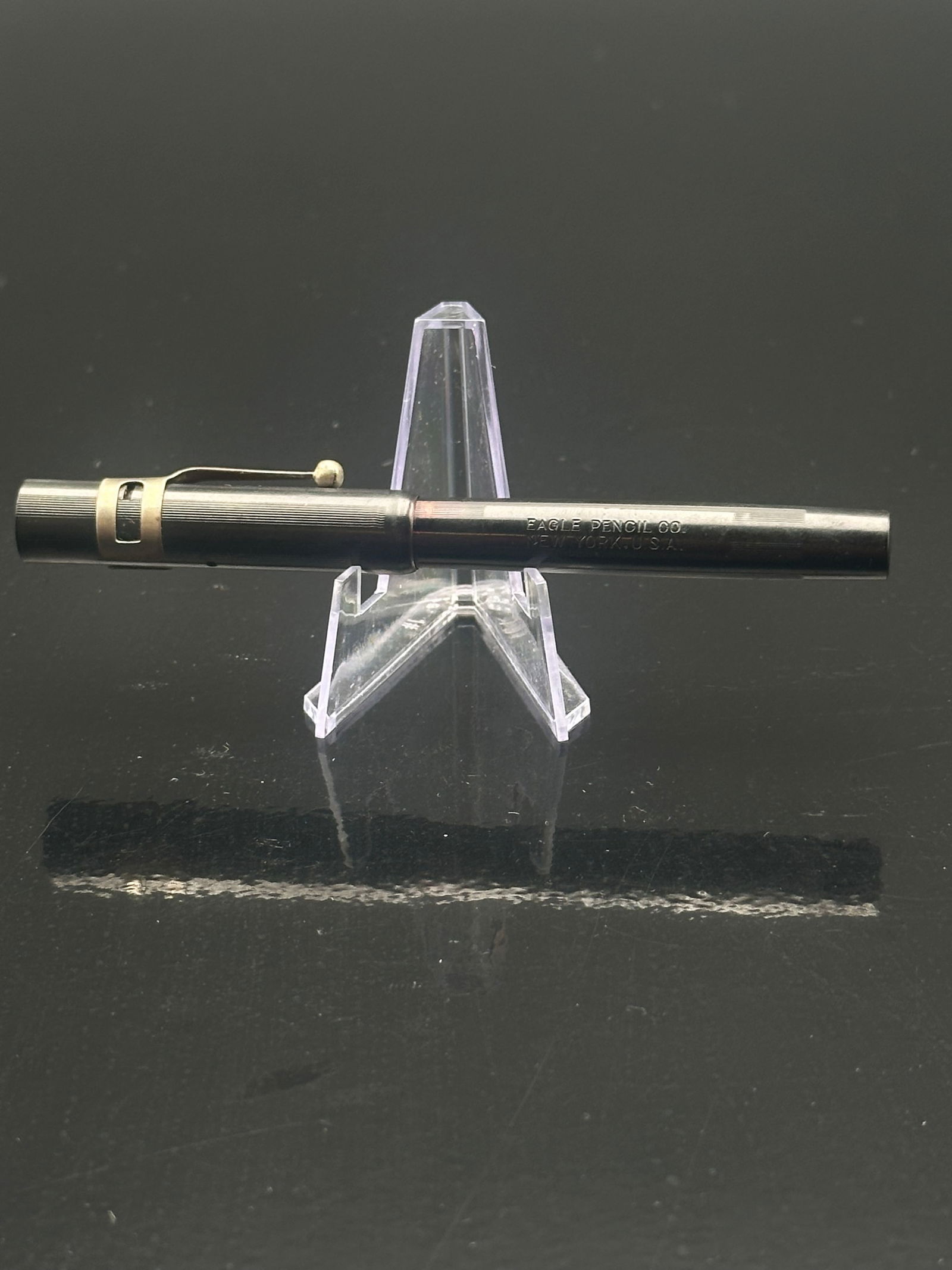 Antique Eagle Pencil Co. Fountain Pen – New York, Black Chased Hard Rubber with 14K Nib (1 of 7)