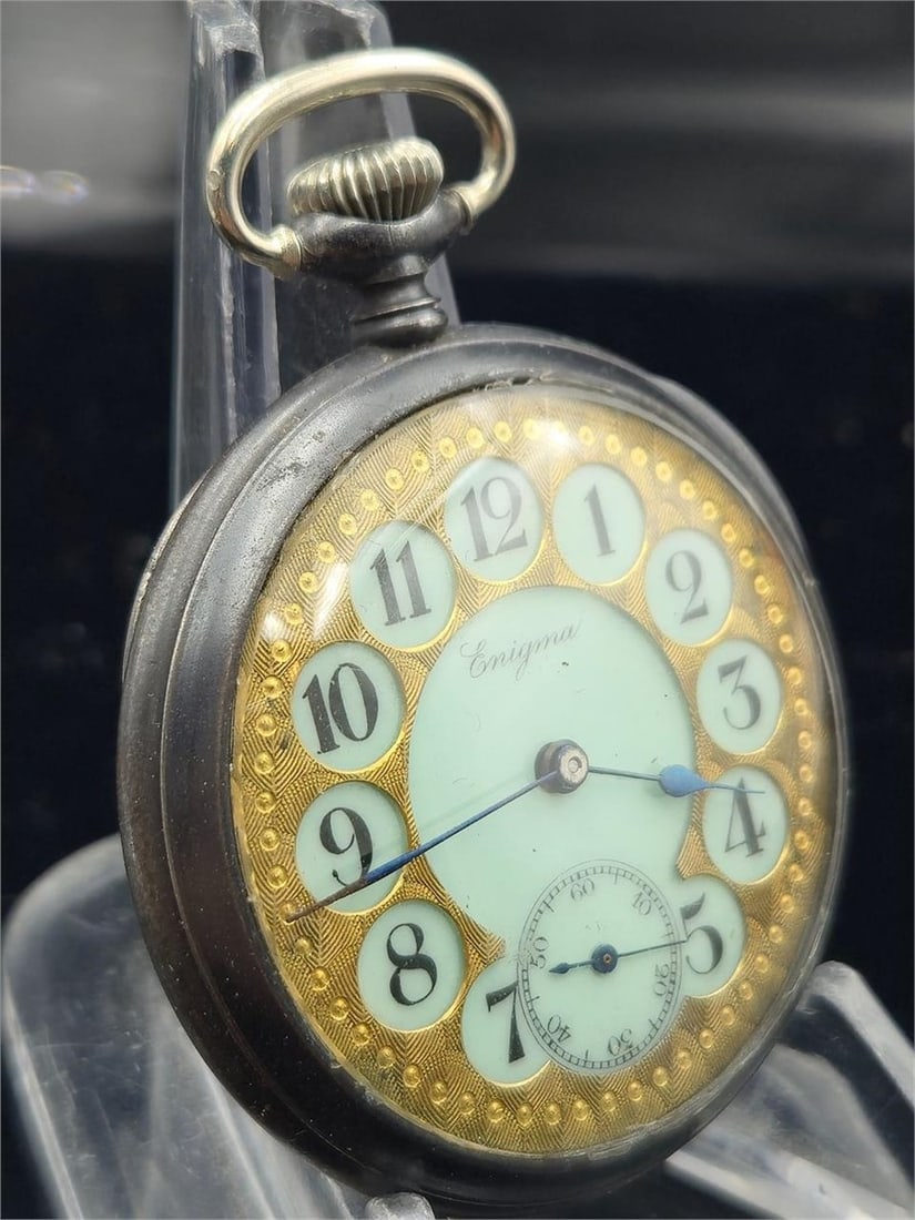 Swiss Enigma Gunmetal Pocket Watch Guilloché (1 of 7)
