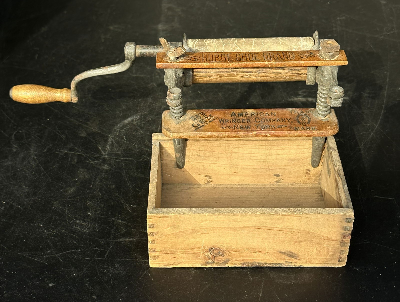 Antique “Horse Shoe Brand"; Miniature Salesman Sample Wringer by American Wringer Company, New (1 of 6)