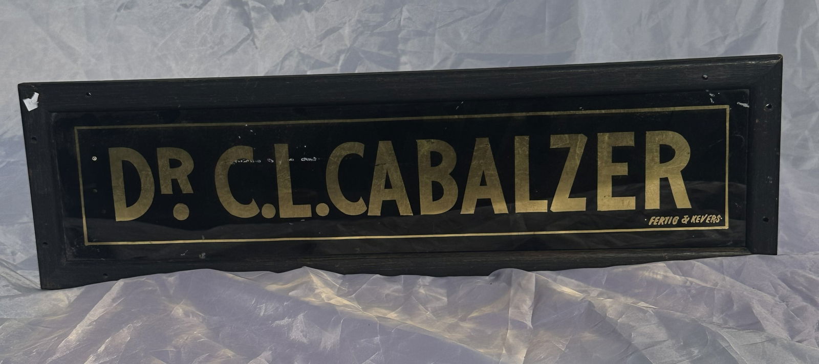 Early 1900s Reverse Glass Painted Gold Leaf Antique Doctor Office Sign “Dr. C. L. Cabalzer” (1 of 5)