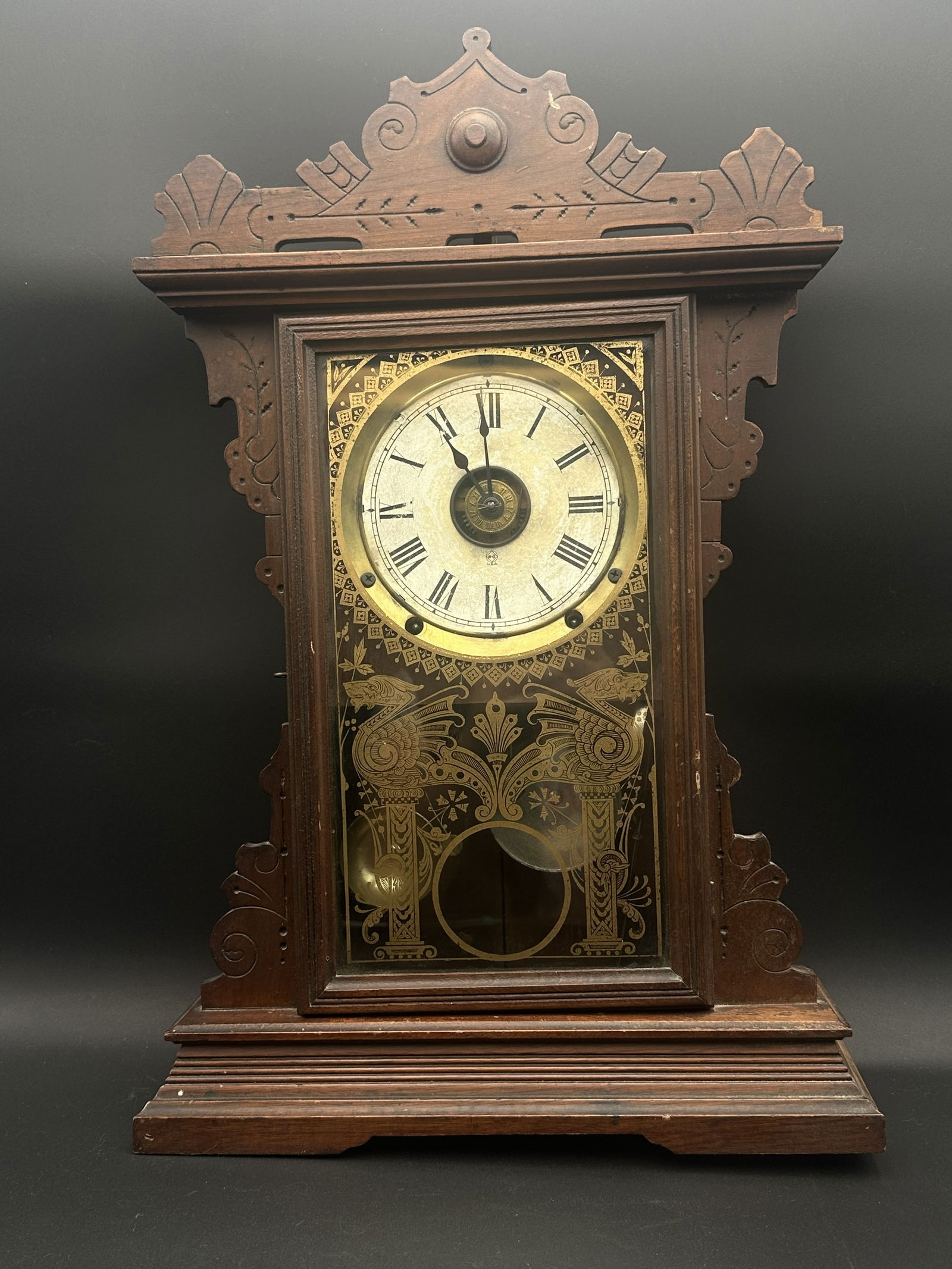 Antique E. Ingraham Mantel Clock, Late 19th Century Wooden Case (1 of 11)
