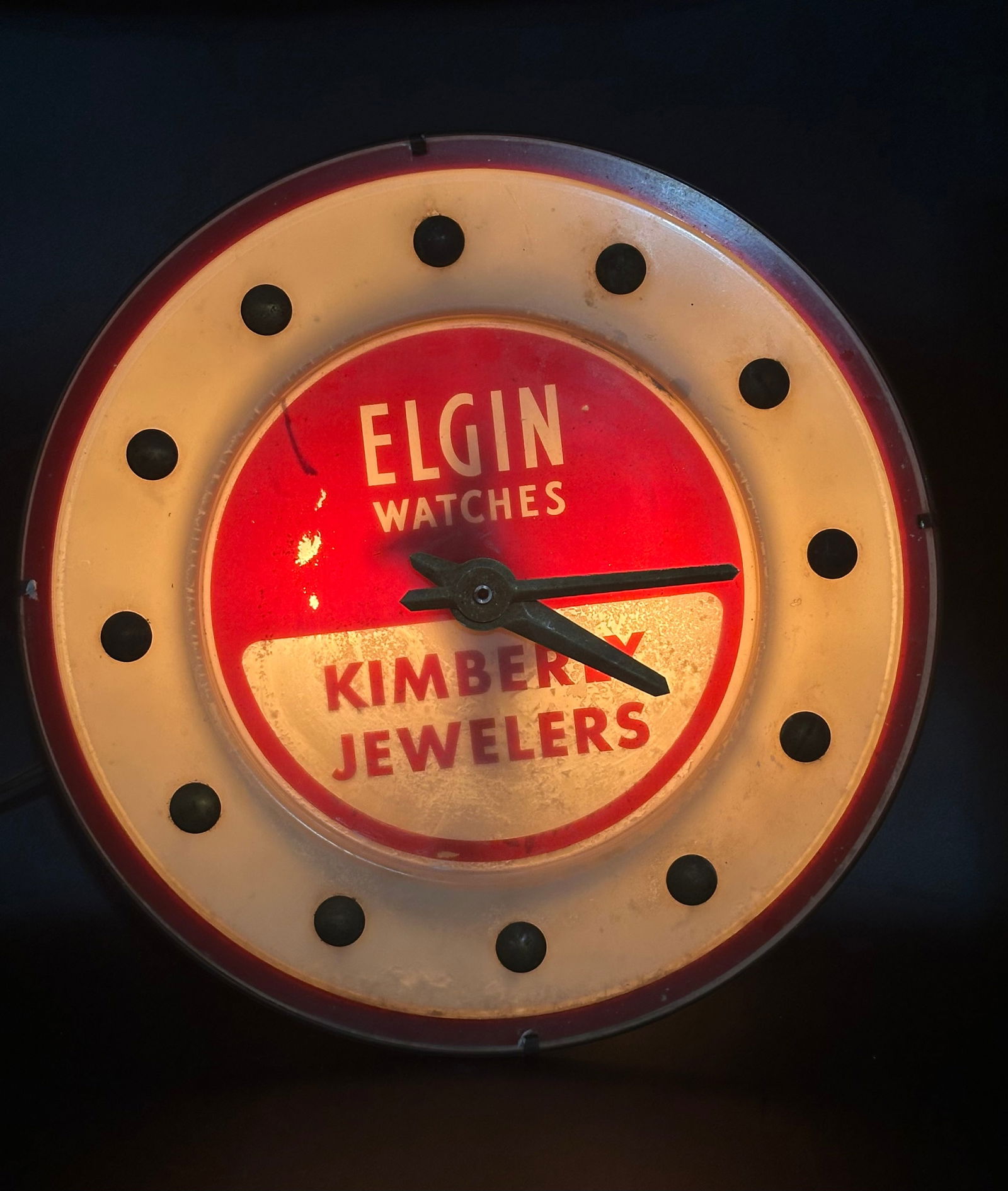 Vintage 1940s Elgin Watches Light-Up Advertising Clock – Kimberly Jewelers (1 of 7)