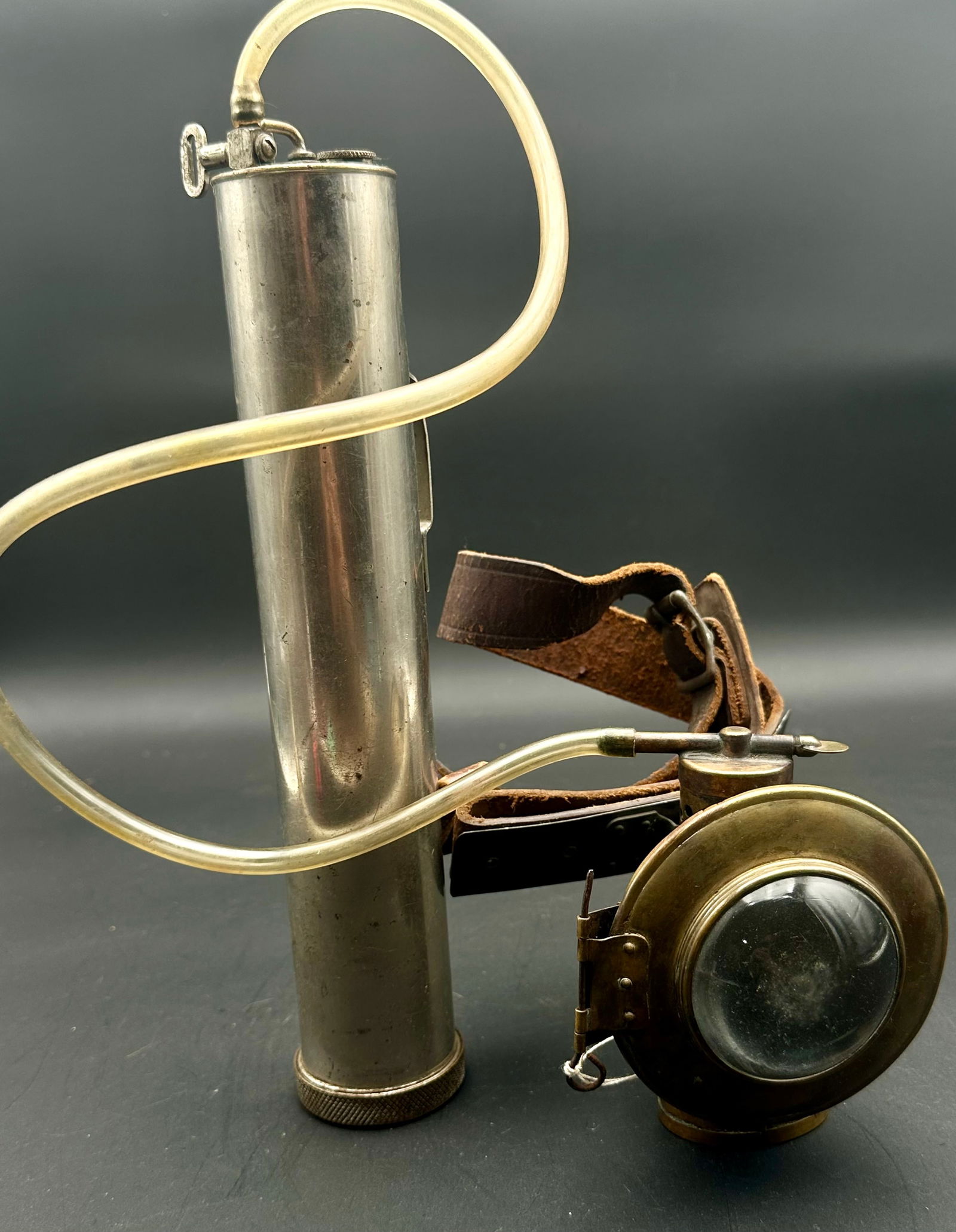 Antique Acetylene Brass Carbide Coal Miner's Lamp with Gas Generator, Pat. 1899–1900 (1 of 10)