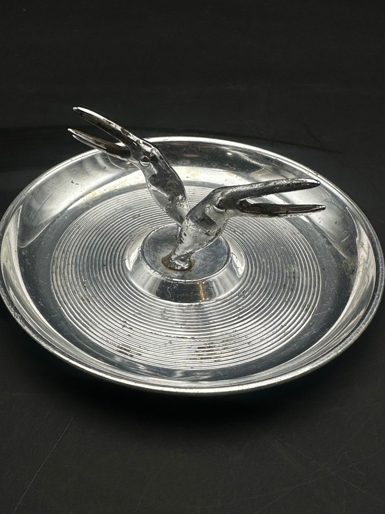 Art Deco Hamilton Products Double Gazelle Chrome Ashtray, N.Y.C. (1 of 5)