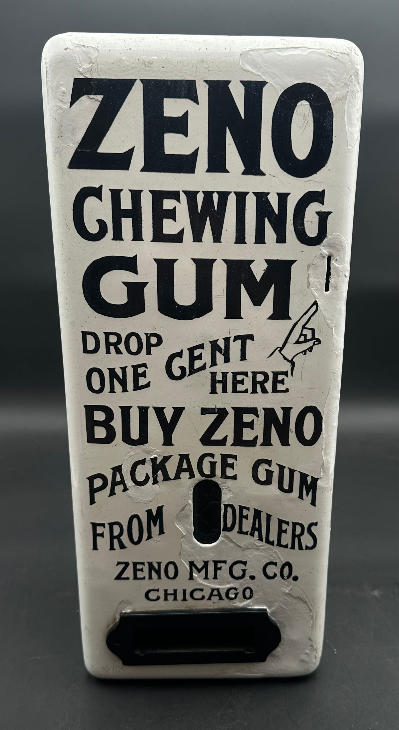 Zeno Chewing Gum White Porcelain One-Cent Vending Machine with Original Labels, Chicago, Circa 1908 (1 of 9)