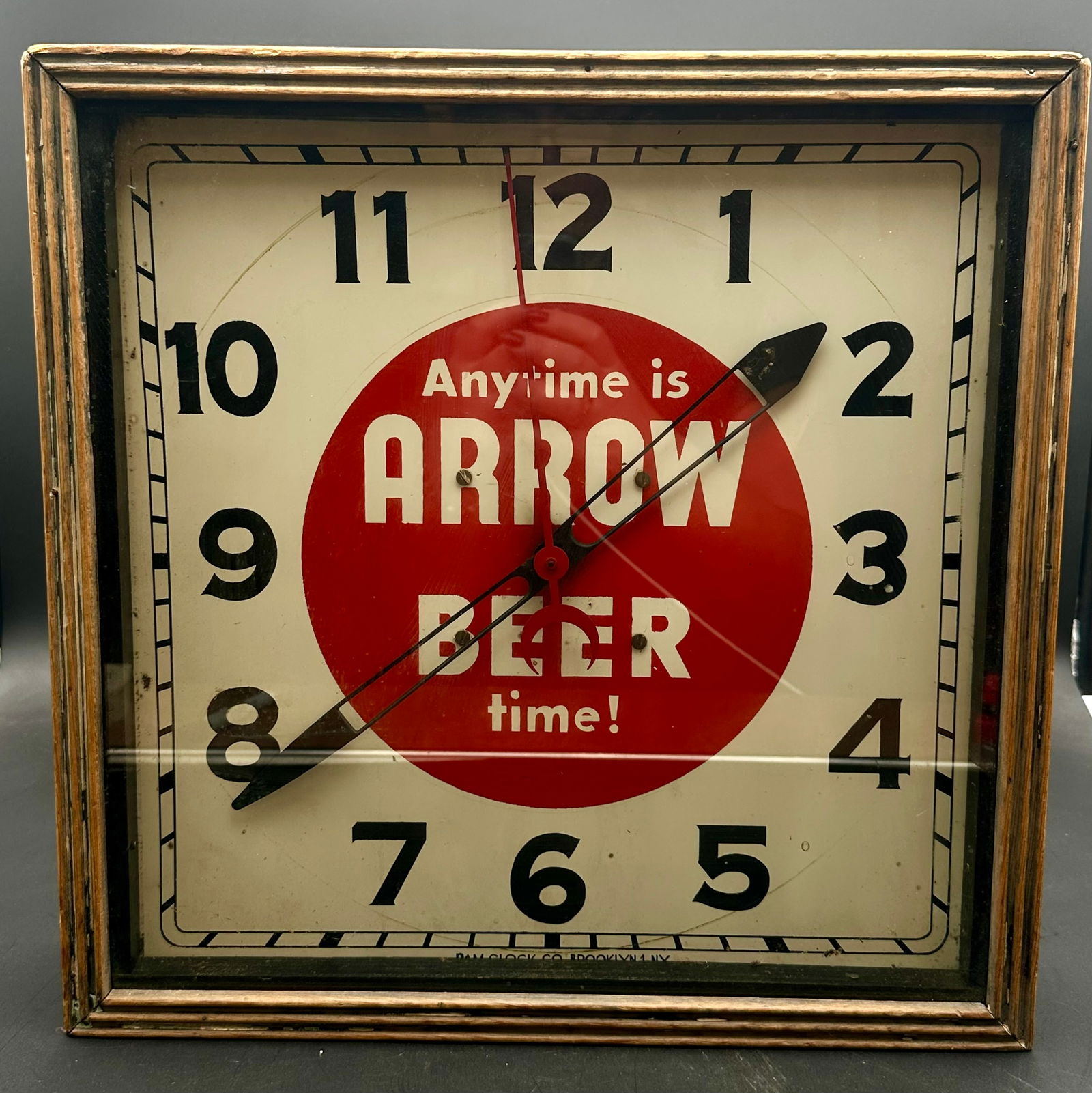Arrow Beer Pam Clock Co. Electric Wall Clock, 1940s (1 of 12)