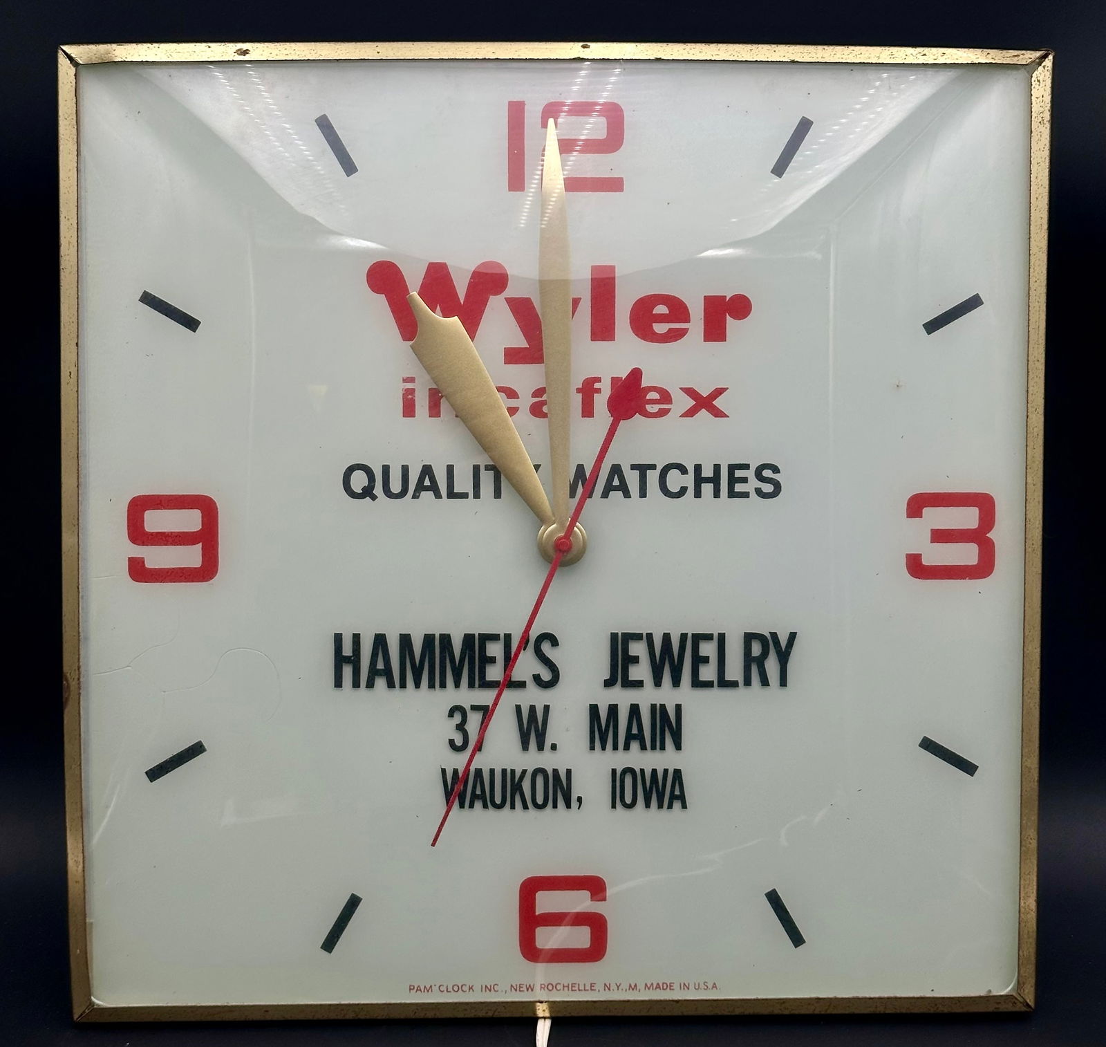 Wyler Incaflex Hammel’s Jewelry Pam Advertising Wall Clock – Waukon, Iowa (1 of 12)