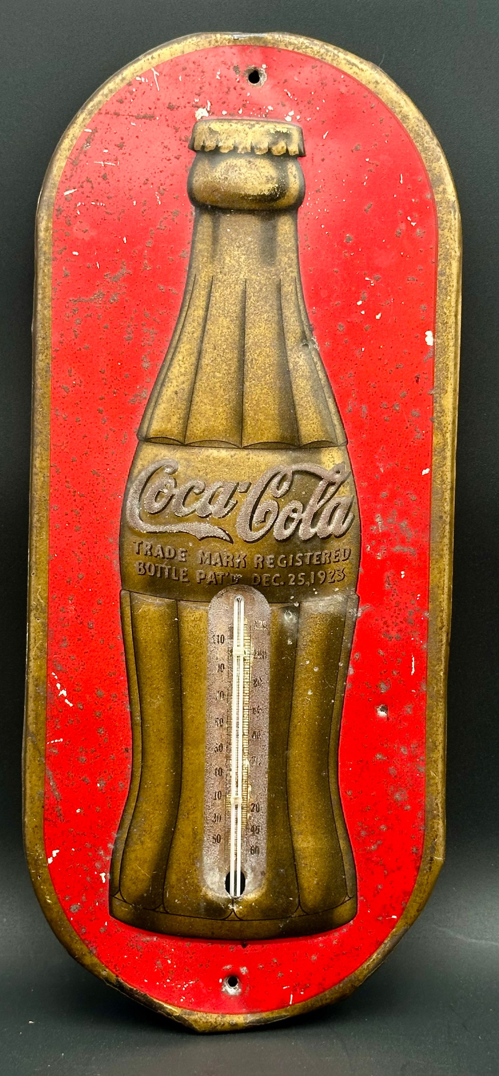 1940s Coca-Cola Bottle Thermometer – Embossed Metal Sign (1 of 10)