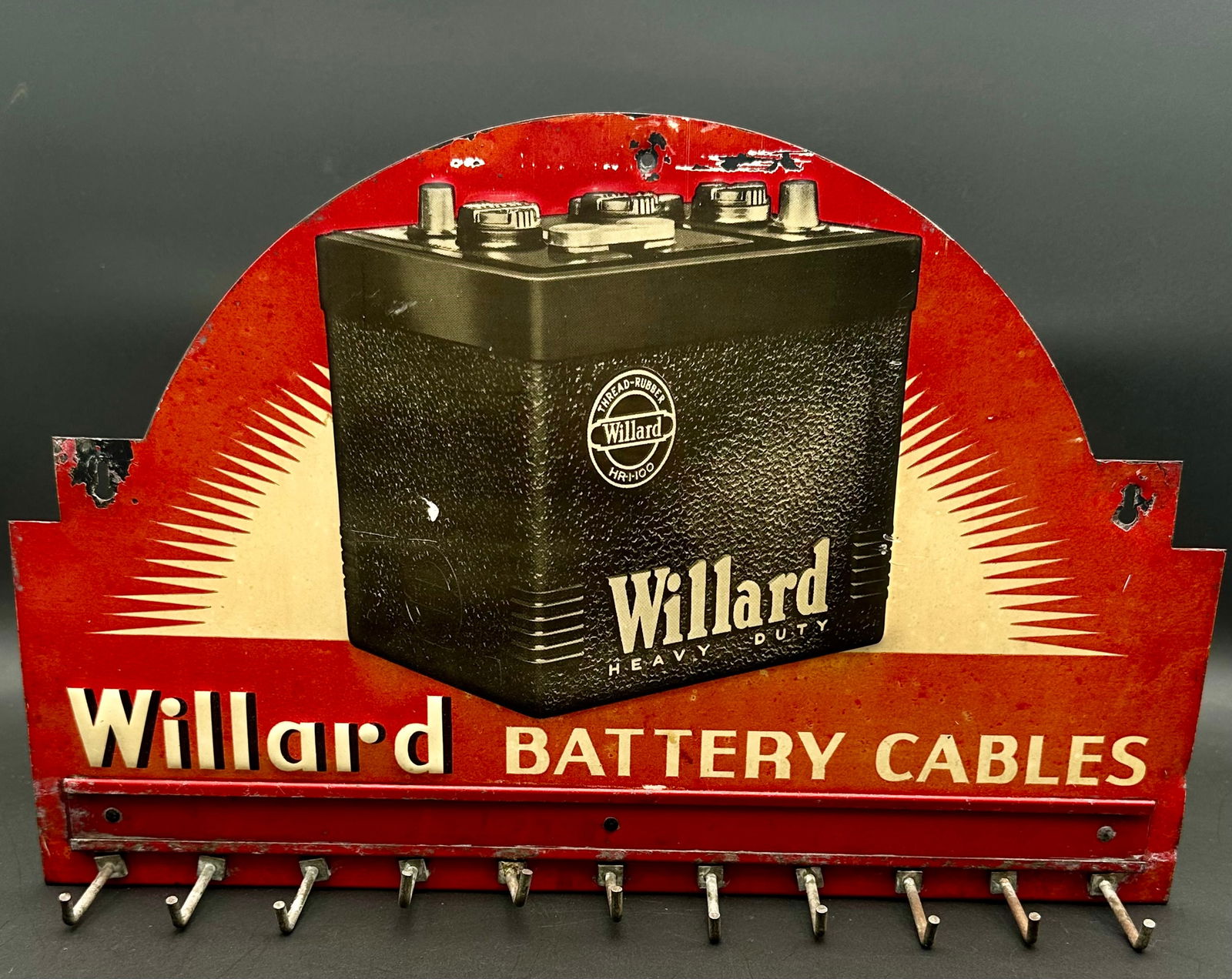 Vintage Willard Battery Cables Metal Display Rack Sign – Service Station Advertising (1 of 8)