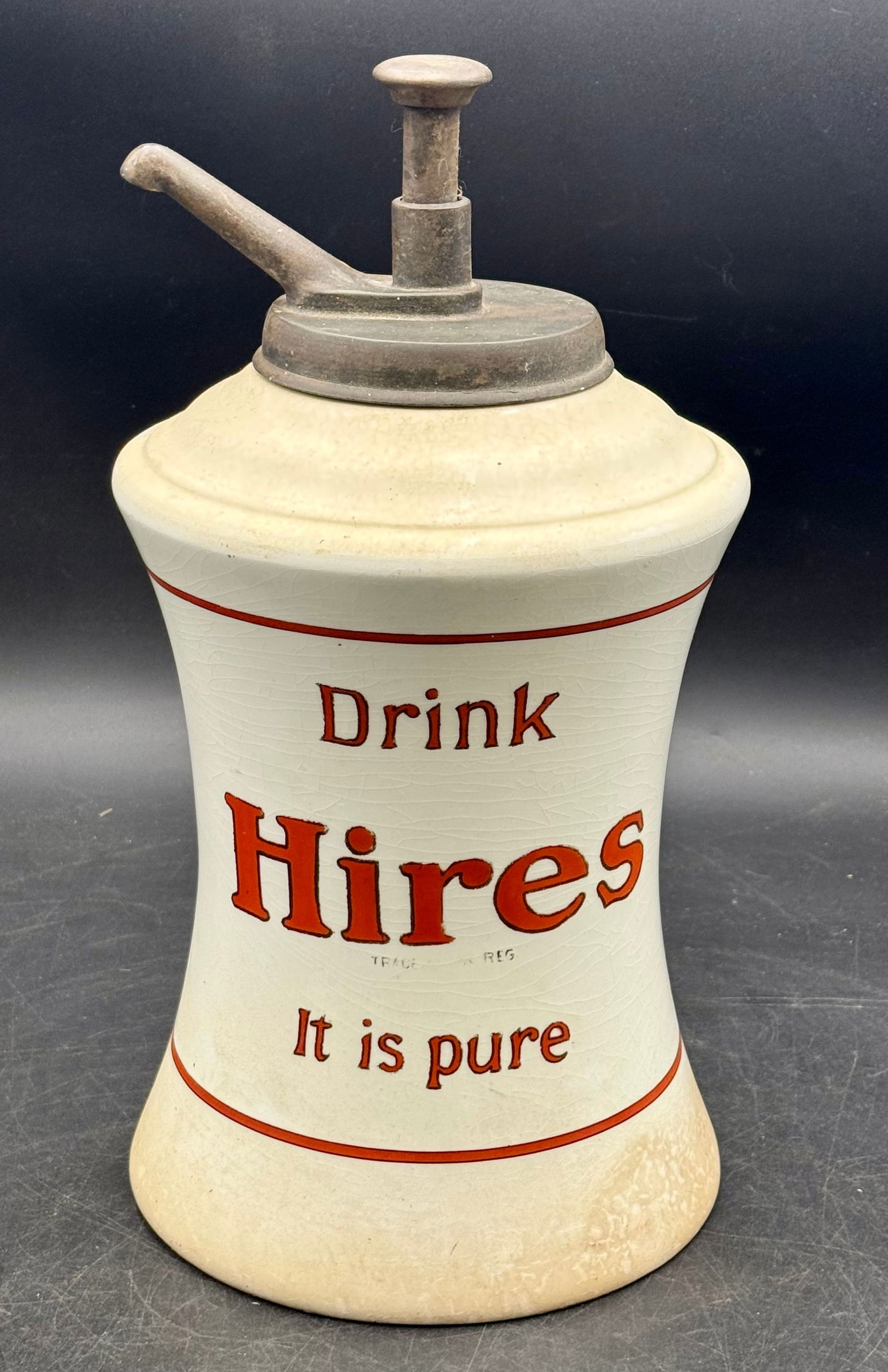 Antique Hires Root Beer Stoneware Syrup Dispenser – “Drink Hires It Is Pure” (1 of 9)