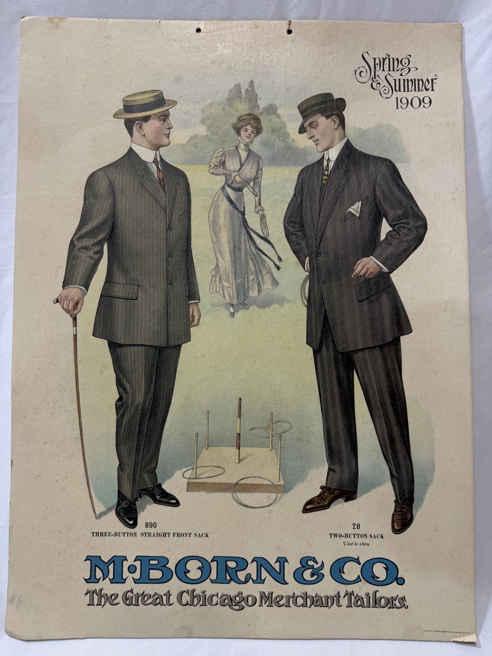 Promotional advertising sign or poster for M. Born & Co., a Chicago-based merchant tailor, 1909 (1 of 7)