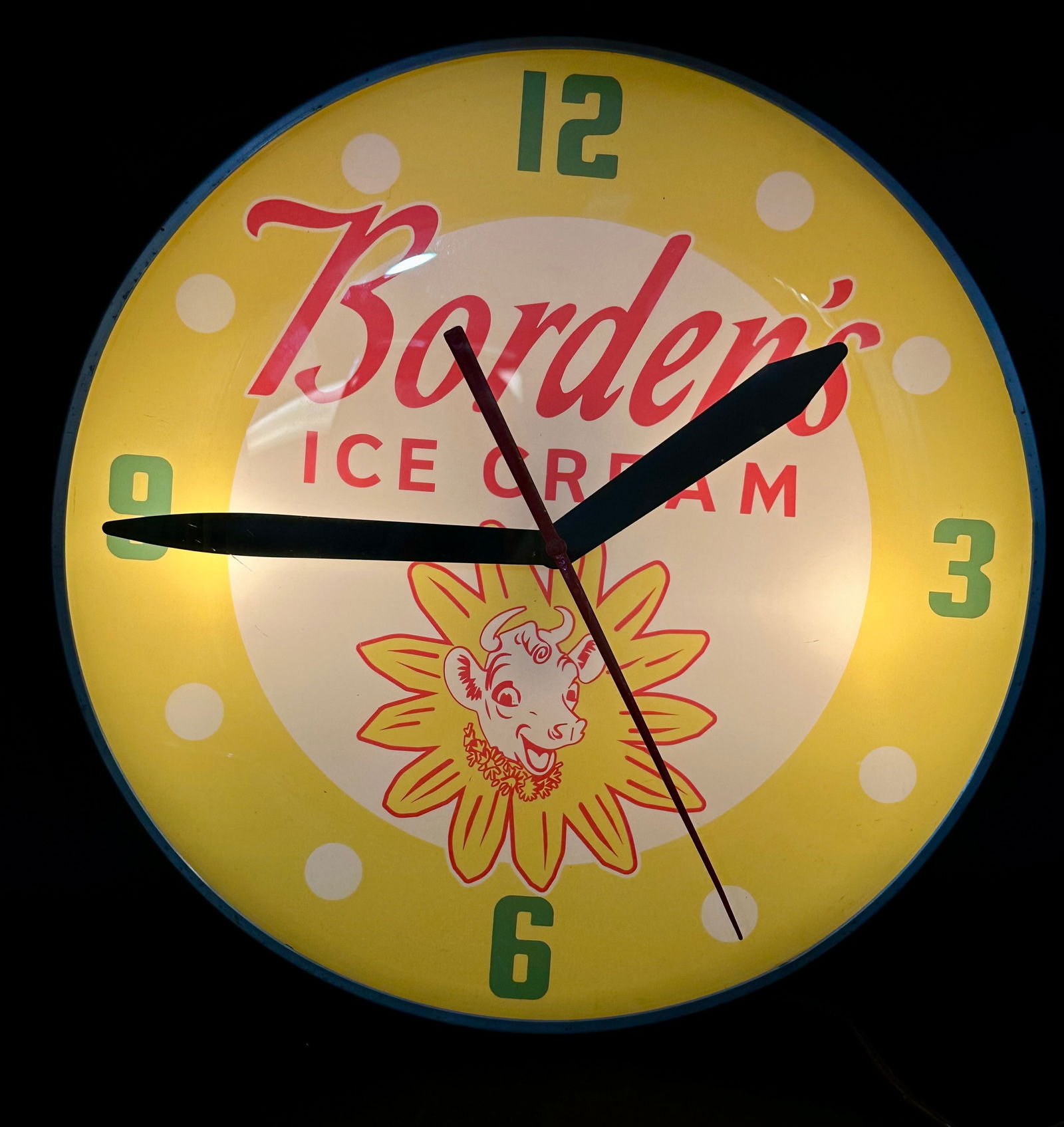 Vintage 1950s Borden’s Ice Cream Advertising Light-Up Clock – Elsie the Cow – Working (1 of 14)