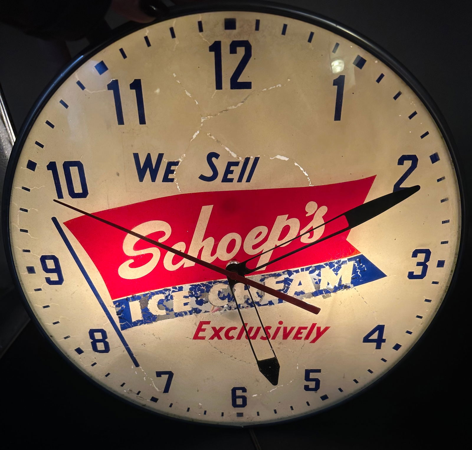 Vintage 1950s Schoep’s Ice Cream Light-Up Advertising Clock – Working Madison Wisconsin (1 of 16)