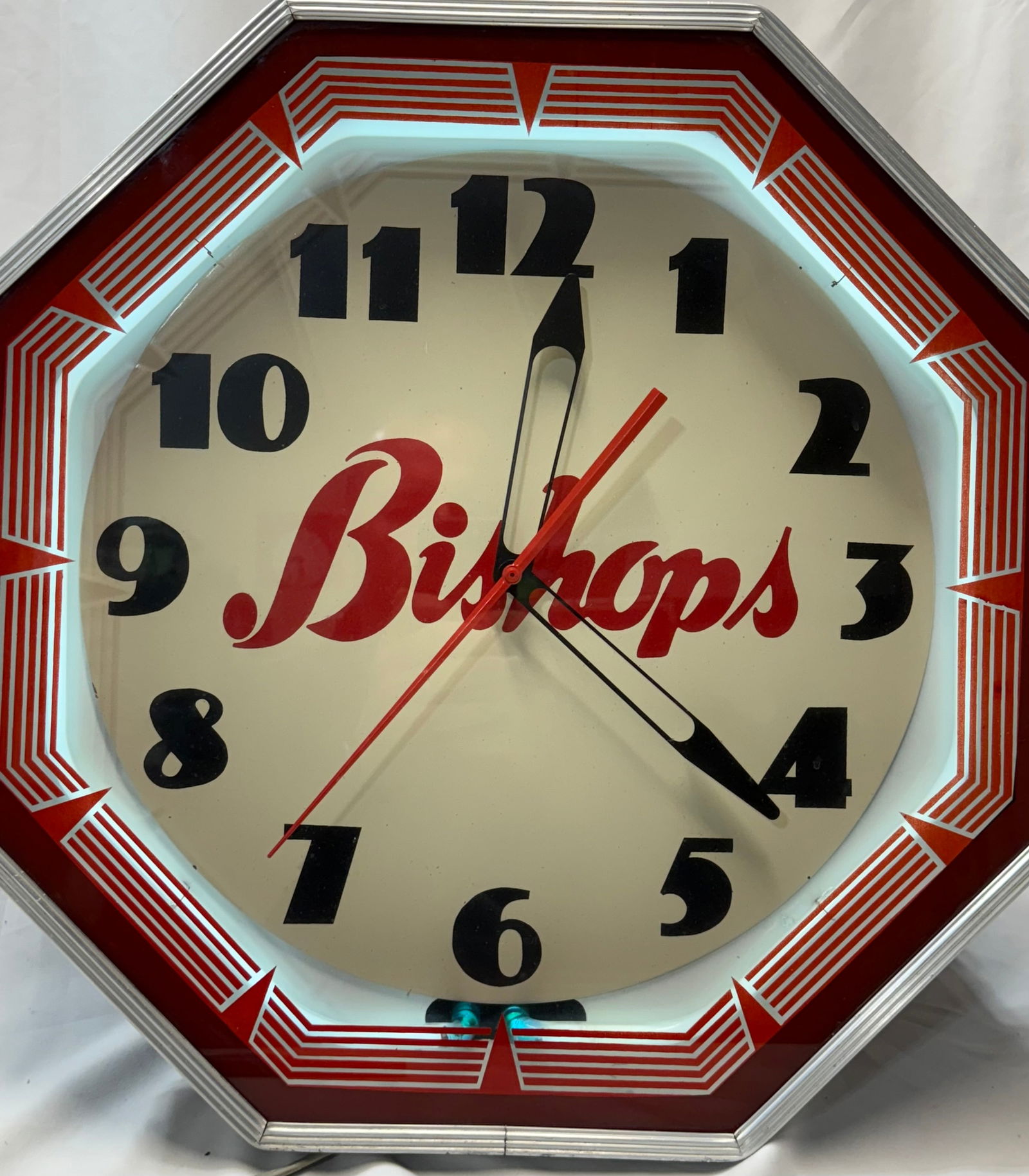 Vintage neon clock advertising Bishops Cafeteria Peoria Illinois Quad Cities Iowa (1 of 12)